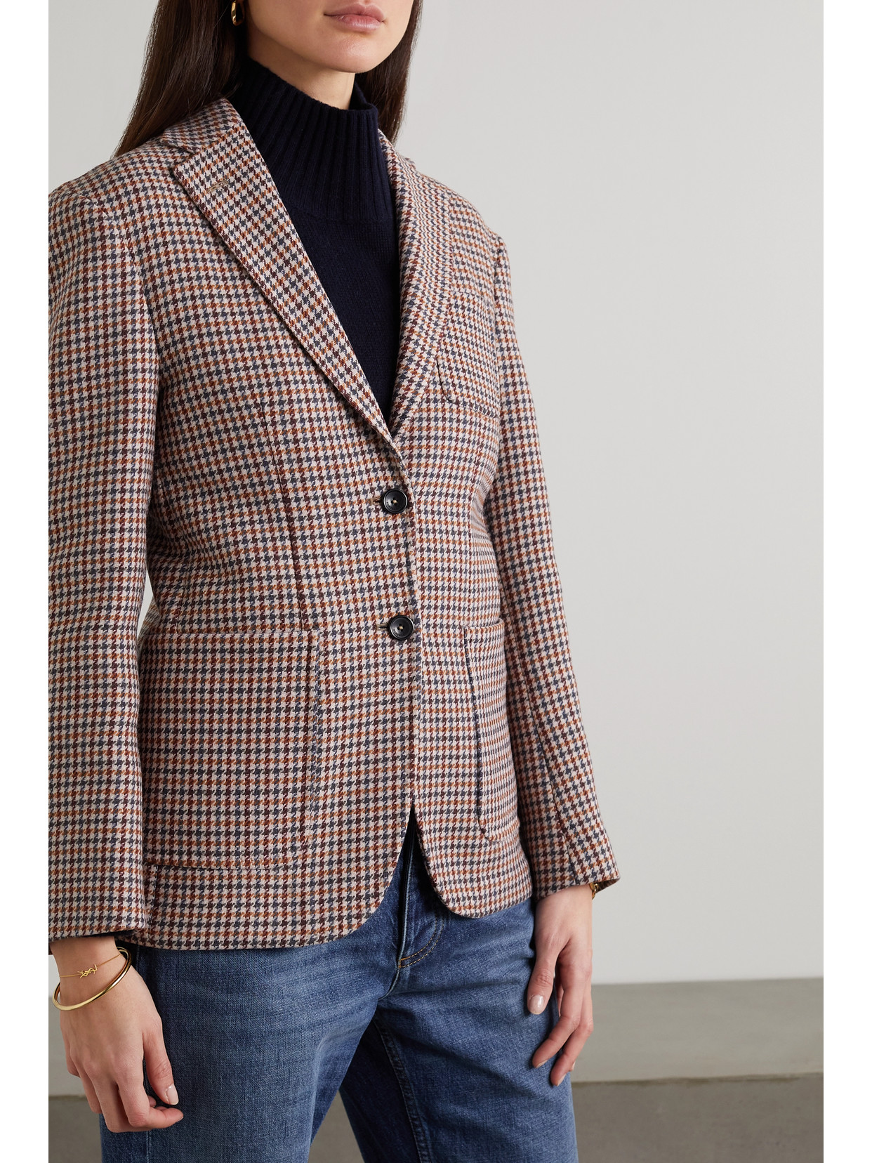 Fortela Bella Prince Of Wales Wool Blazer In Red