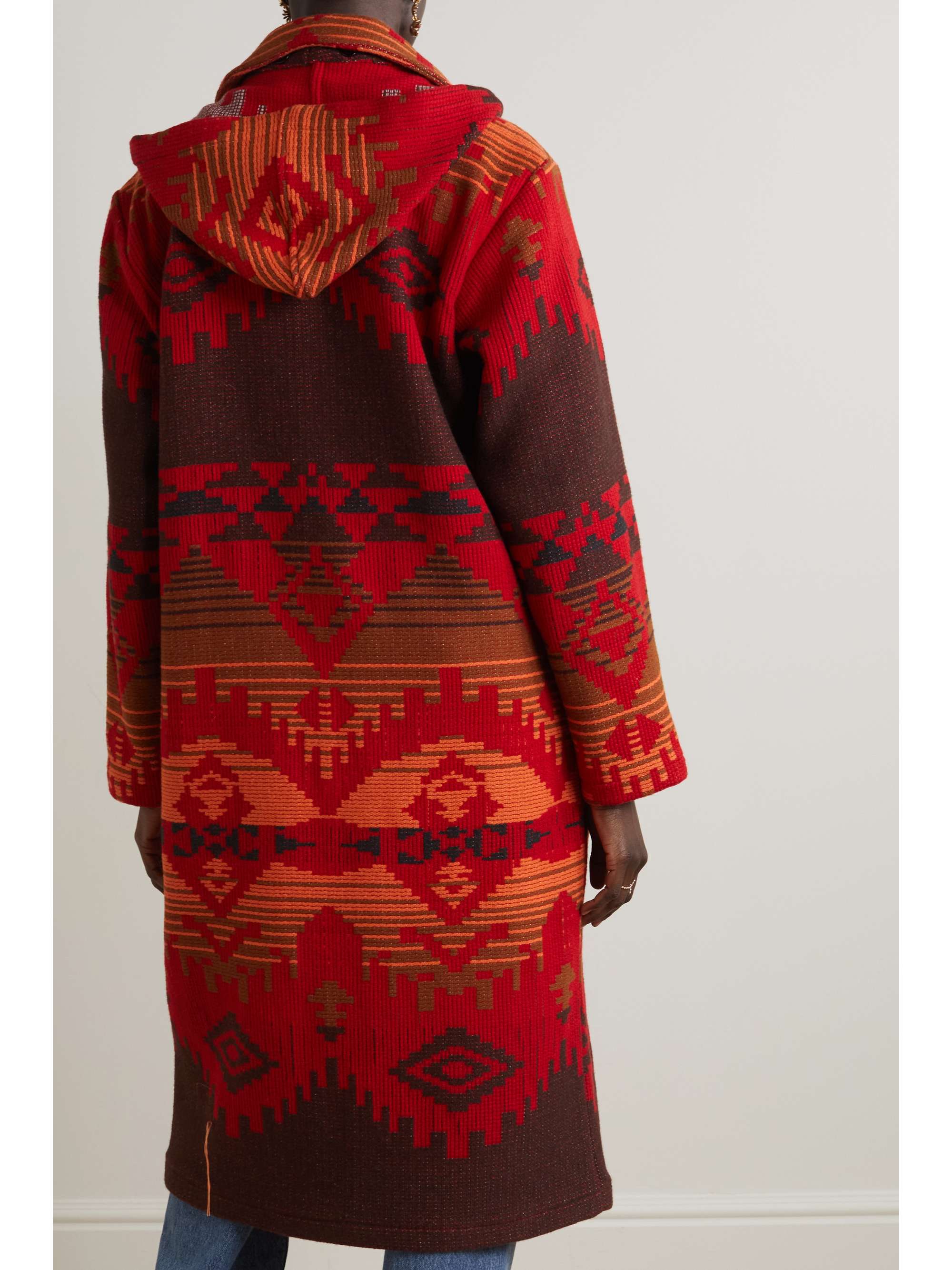 FORTELA Flick hooded metallic wool-jacquard coat