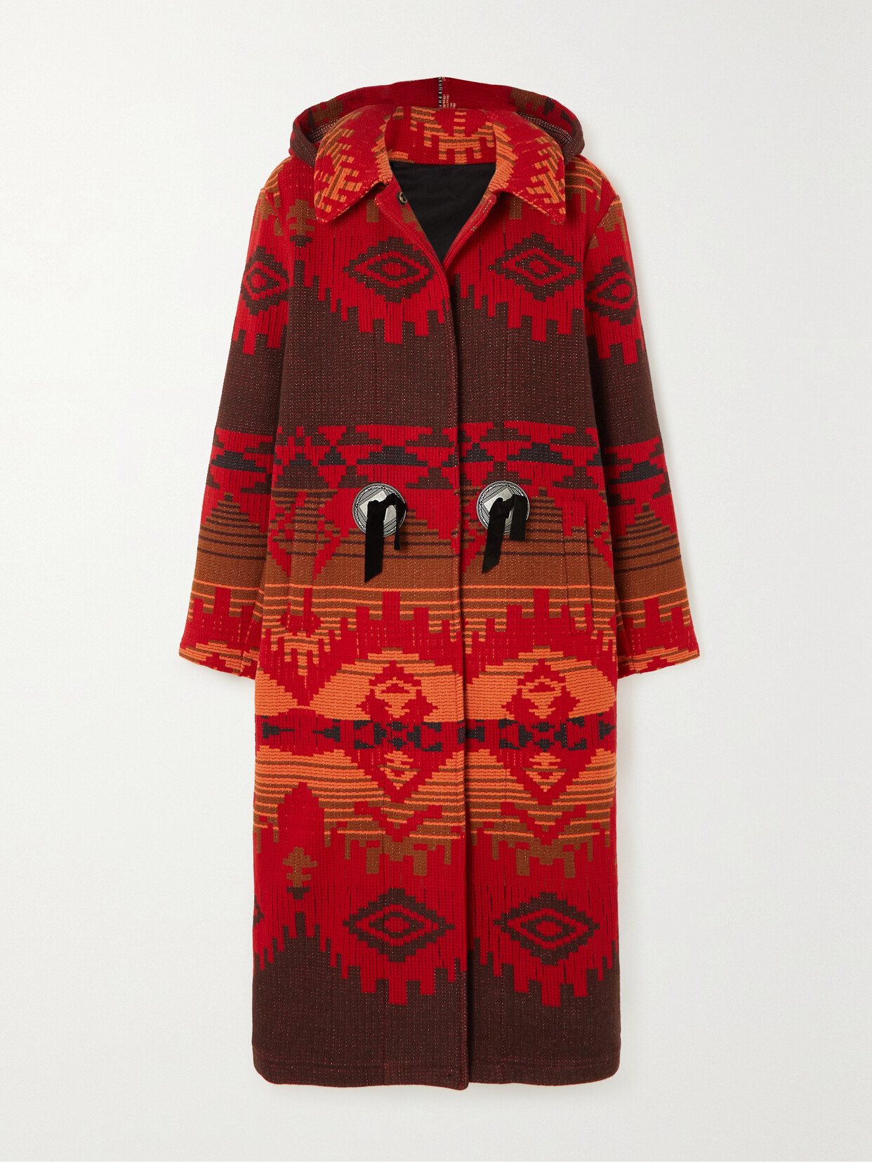 Fortela Aztec-pattern Single-breasted Coat In Red