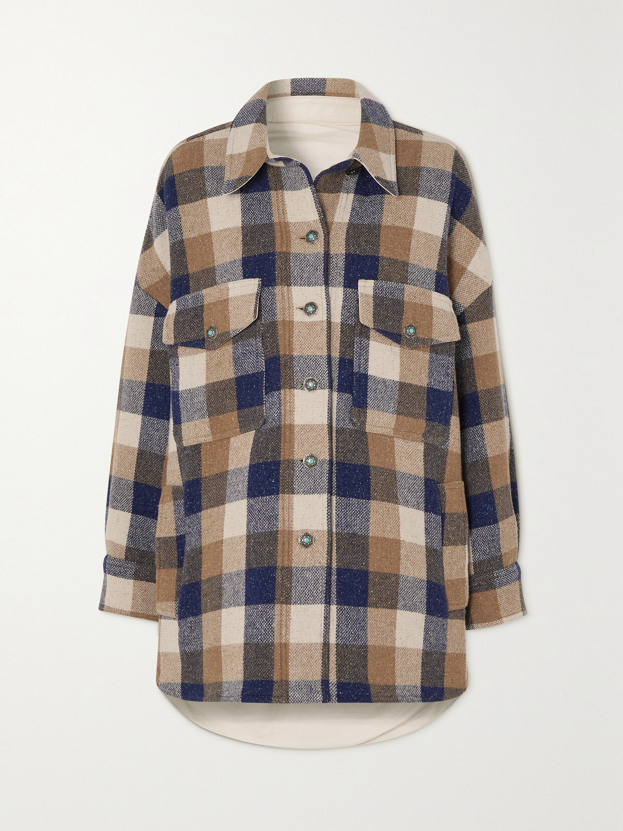 Fortela Margot Checked Wool-blend Jacket In Neutrals