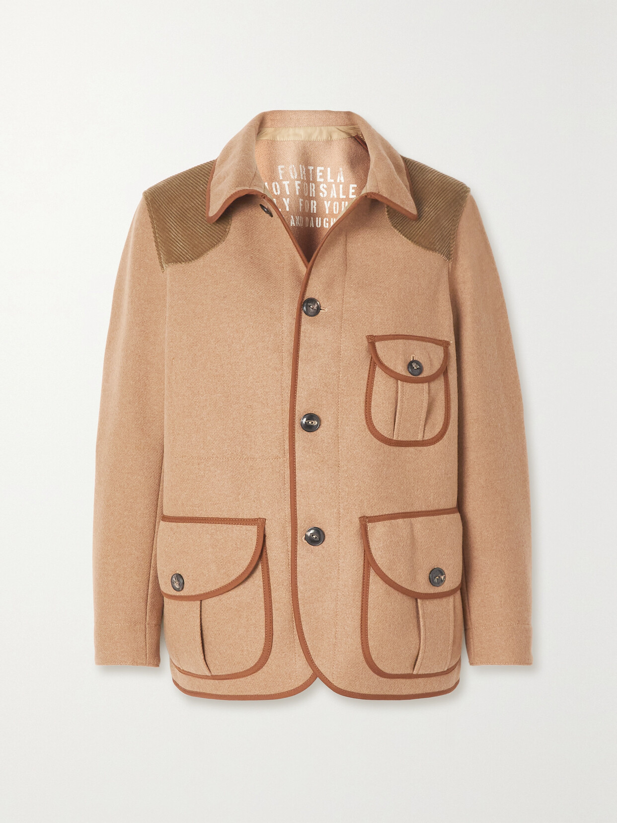 Fortela Bess Corduroy-trimmed Wool-blend Jacket In Camel