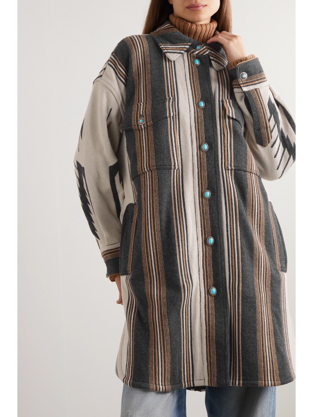 Fortela Stripe-pattern Single-breasted Coat In Multicoloured