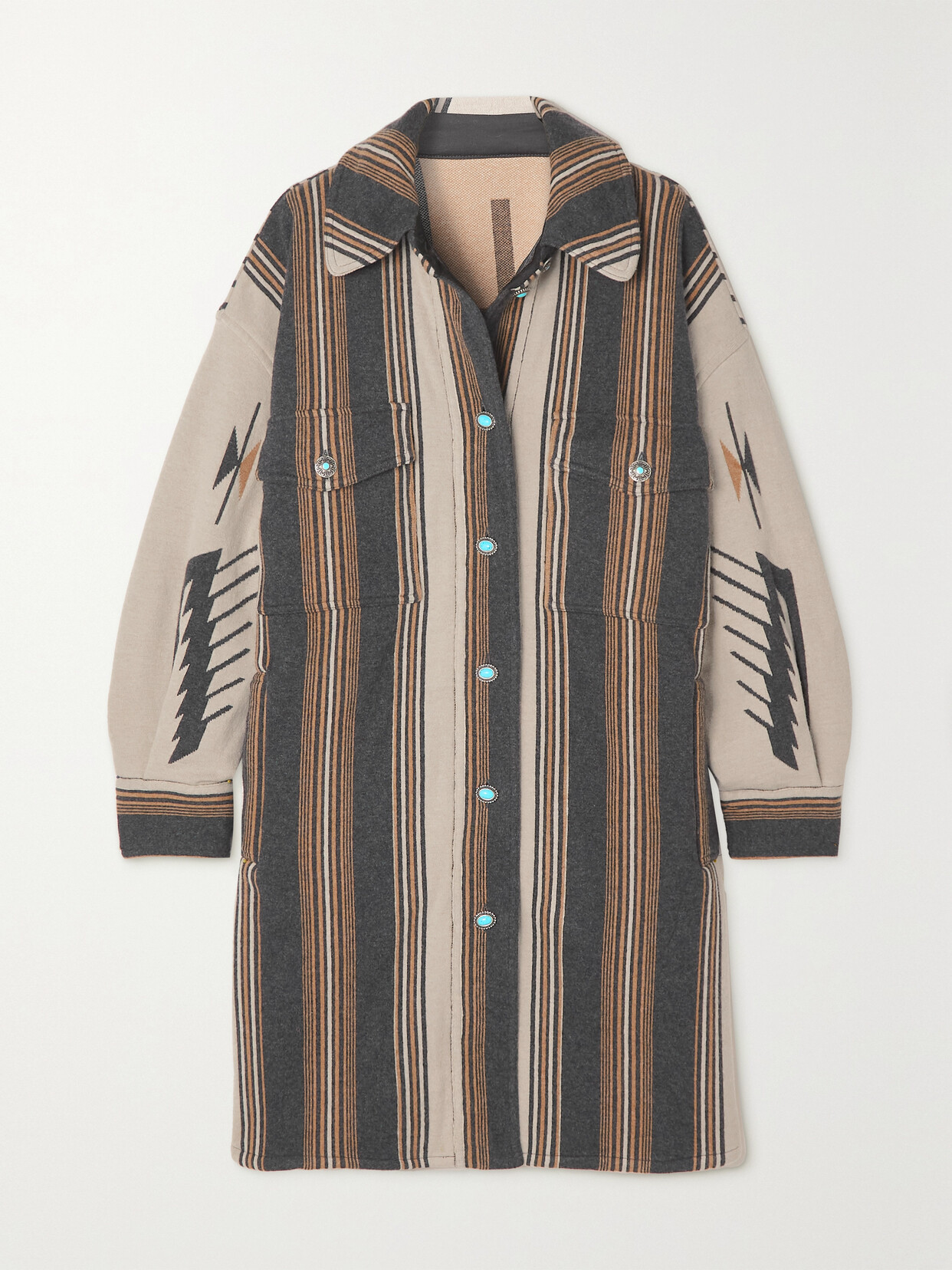 Fortela Stripe-pattern Single-breasted Coat In Multicoloured