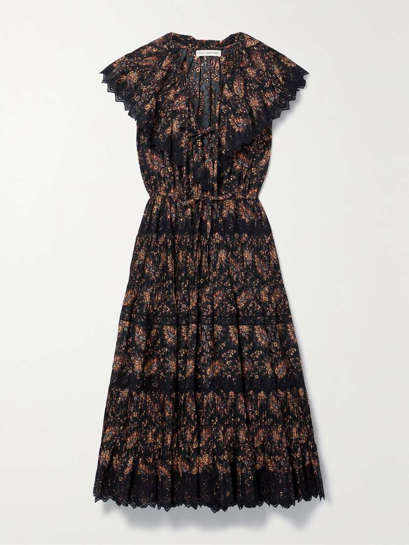 Ulla Johnson Jacqueline Tiered Lace-trimmed Paisley-print Cotton Midi Dress