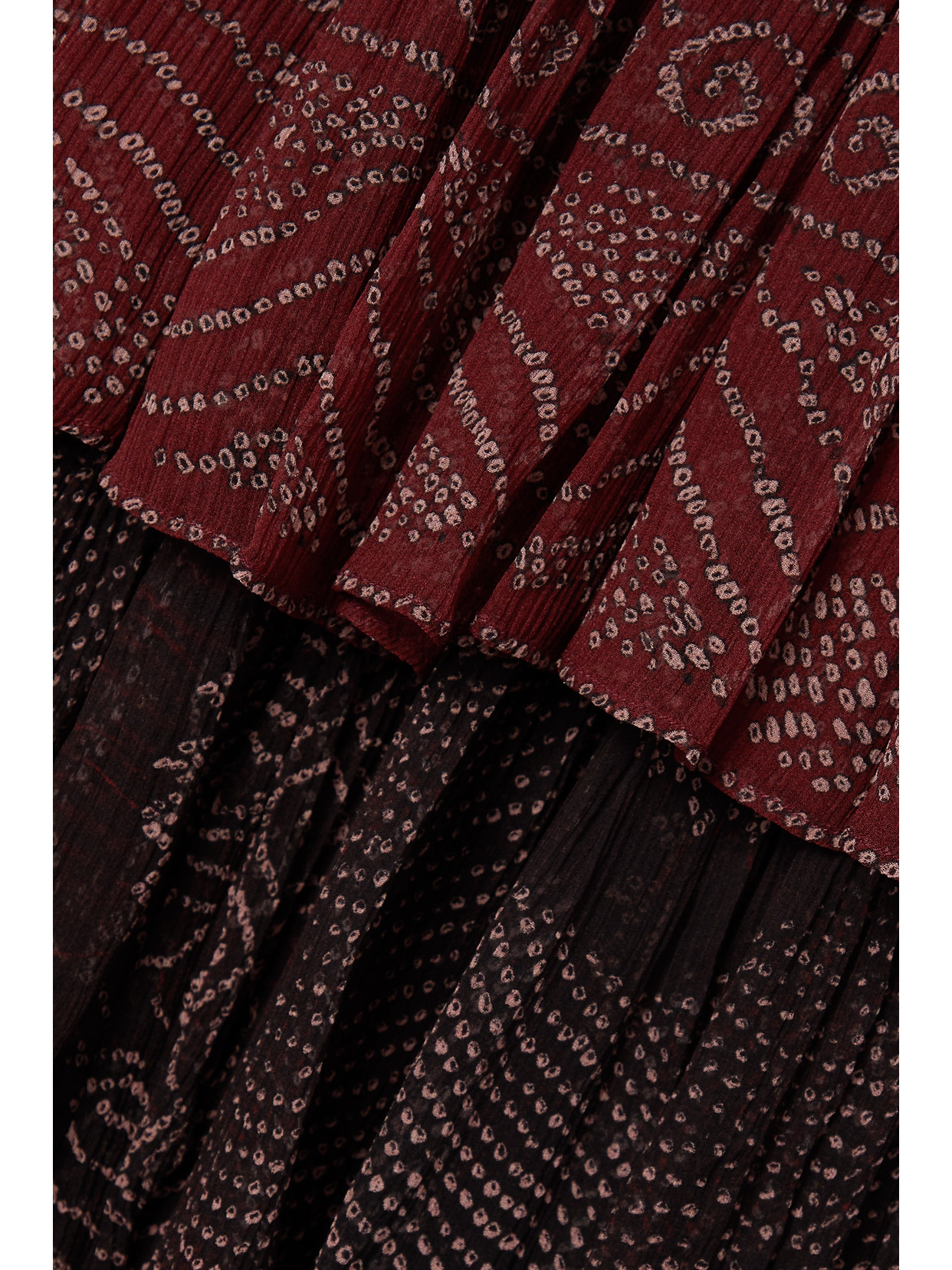 Ulla Johnson Emi Mixed Print Tiered Silk Dress In Burgundy