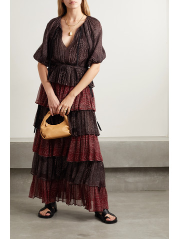 Ulla Johnson Emi tiered printed silk-crepon maxi dress