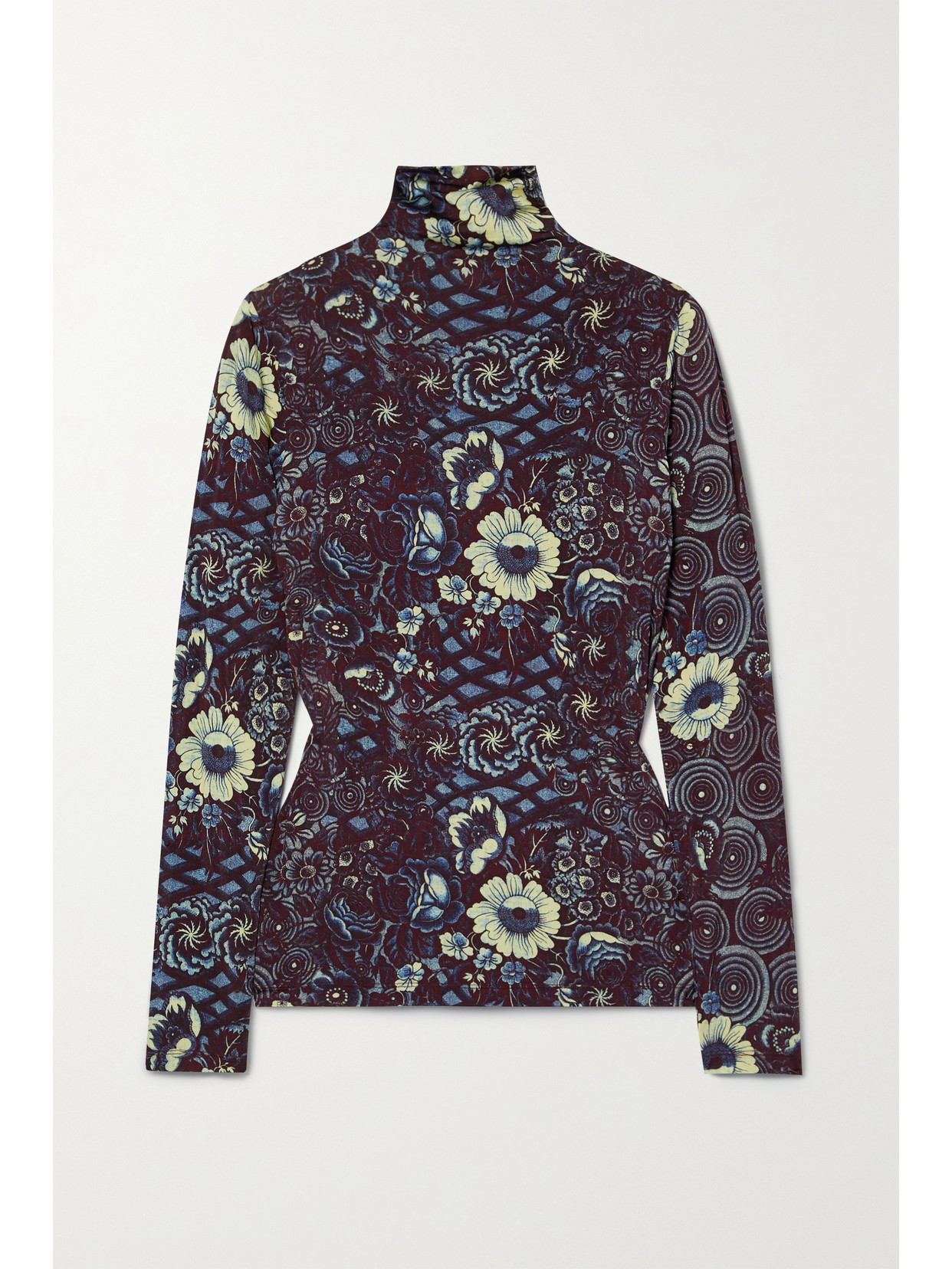 Ulla Johnson Aurelia Botanical-print High-neck Top In Blue