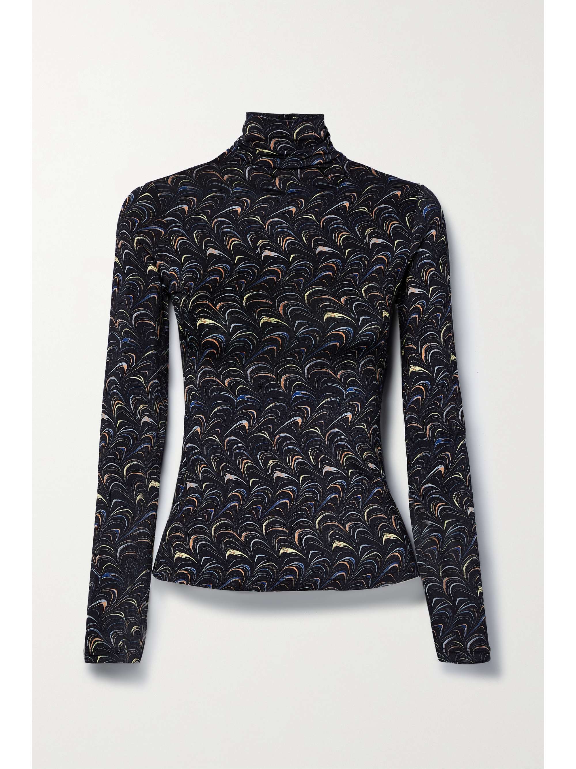 ULLA JOHNSON Aurelia printed stretchjersey turtleneck top NETAPORTER