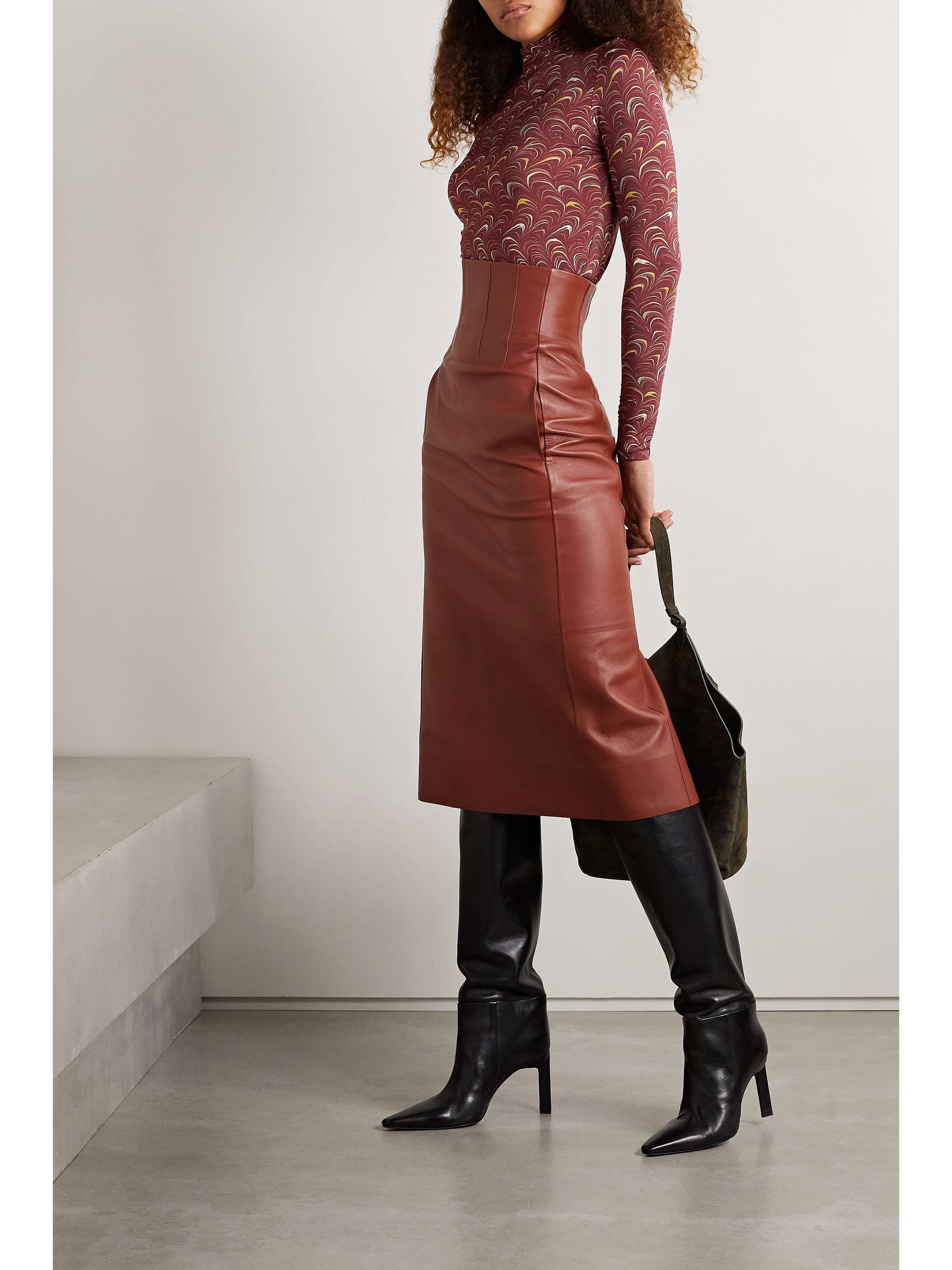 Claret Aurelia printed stretch-jersey 