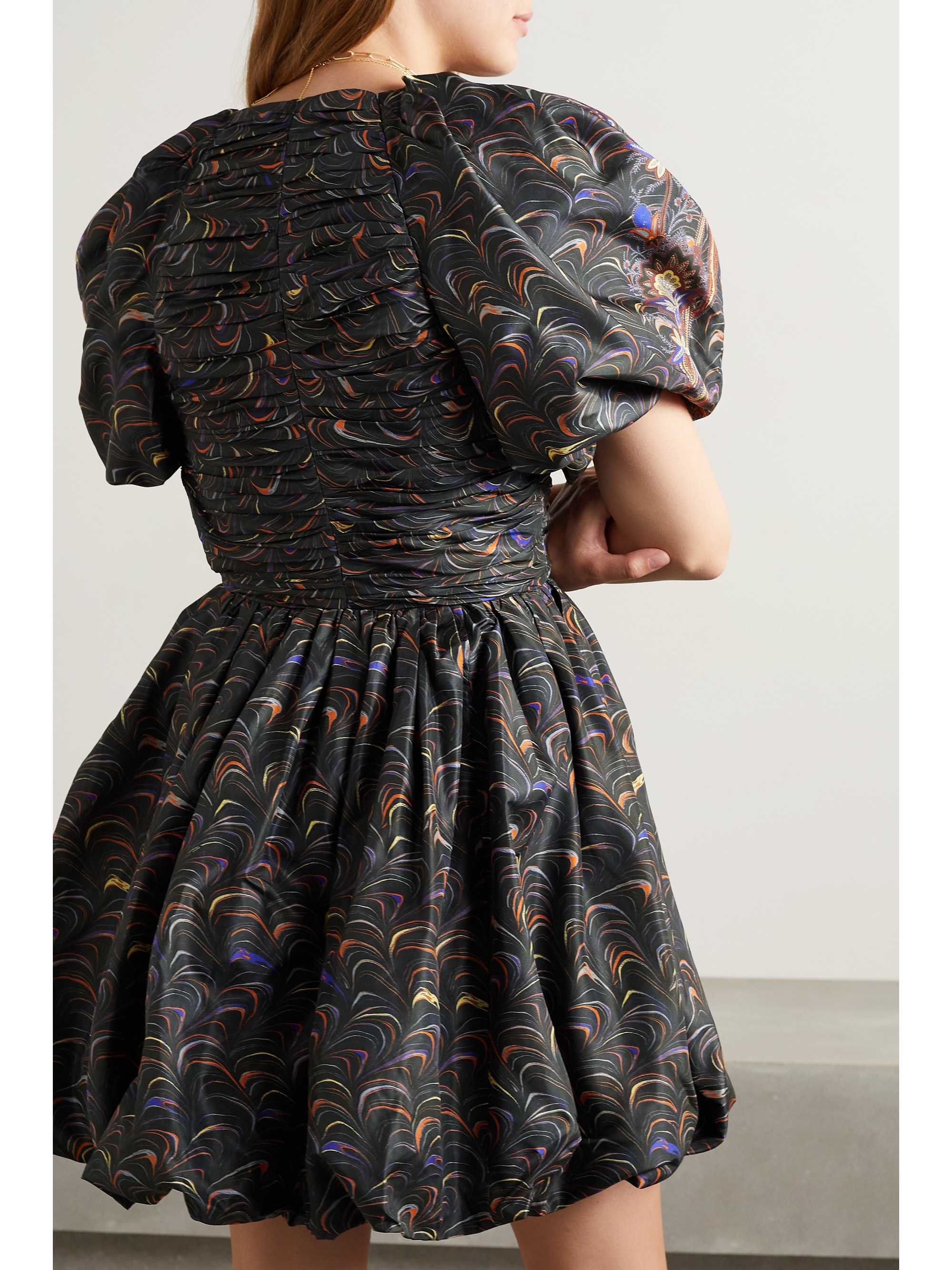 Ulla Johnson Gwen printed ruched taffeta mini dress