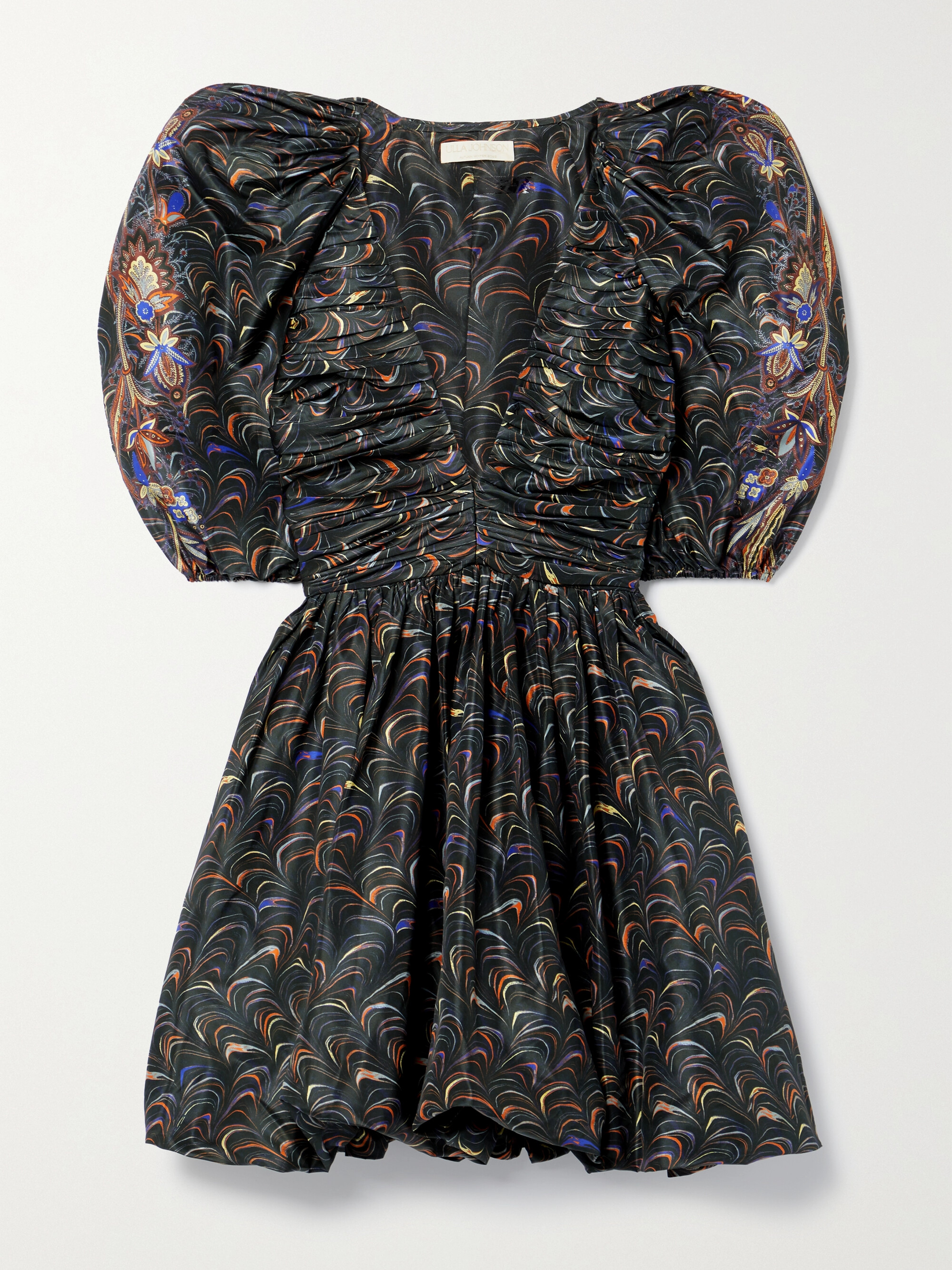 Ulla Johnson Gwen printed ruched taffeta mini dress