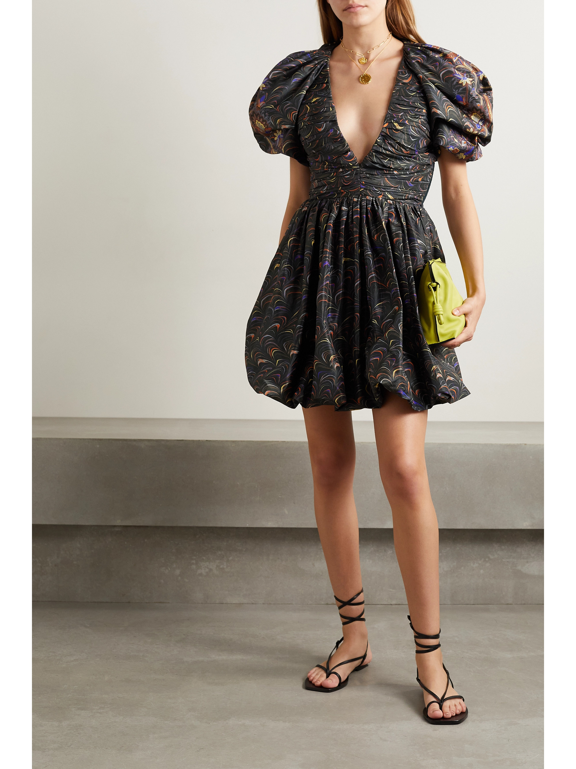 Ulla Johnson Gwen printed ruched taffeta mini dress