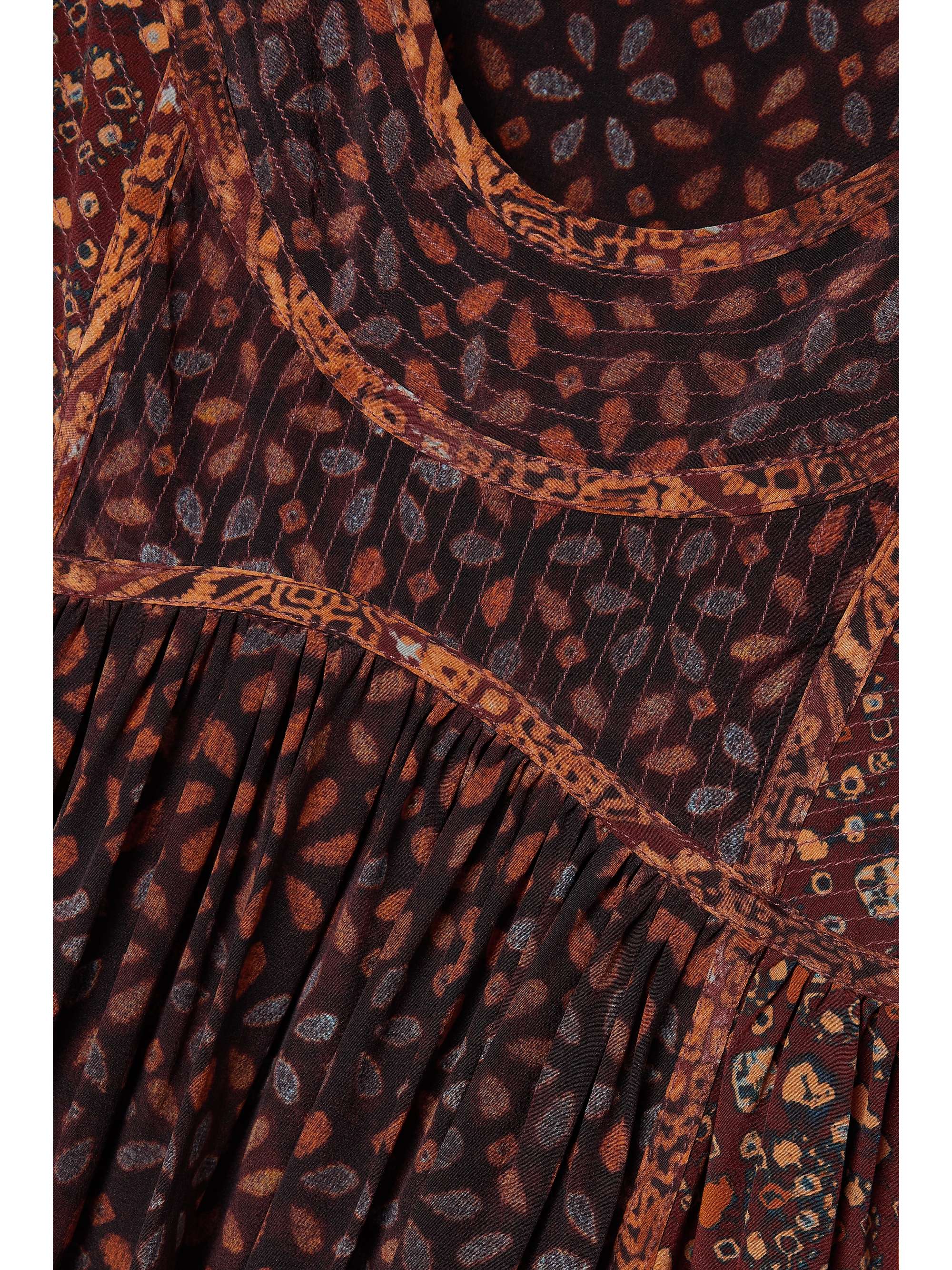 ULLA JOHNSON Diann gathered printed silk crepe de chine midi dress