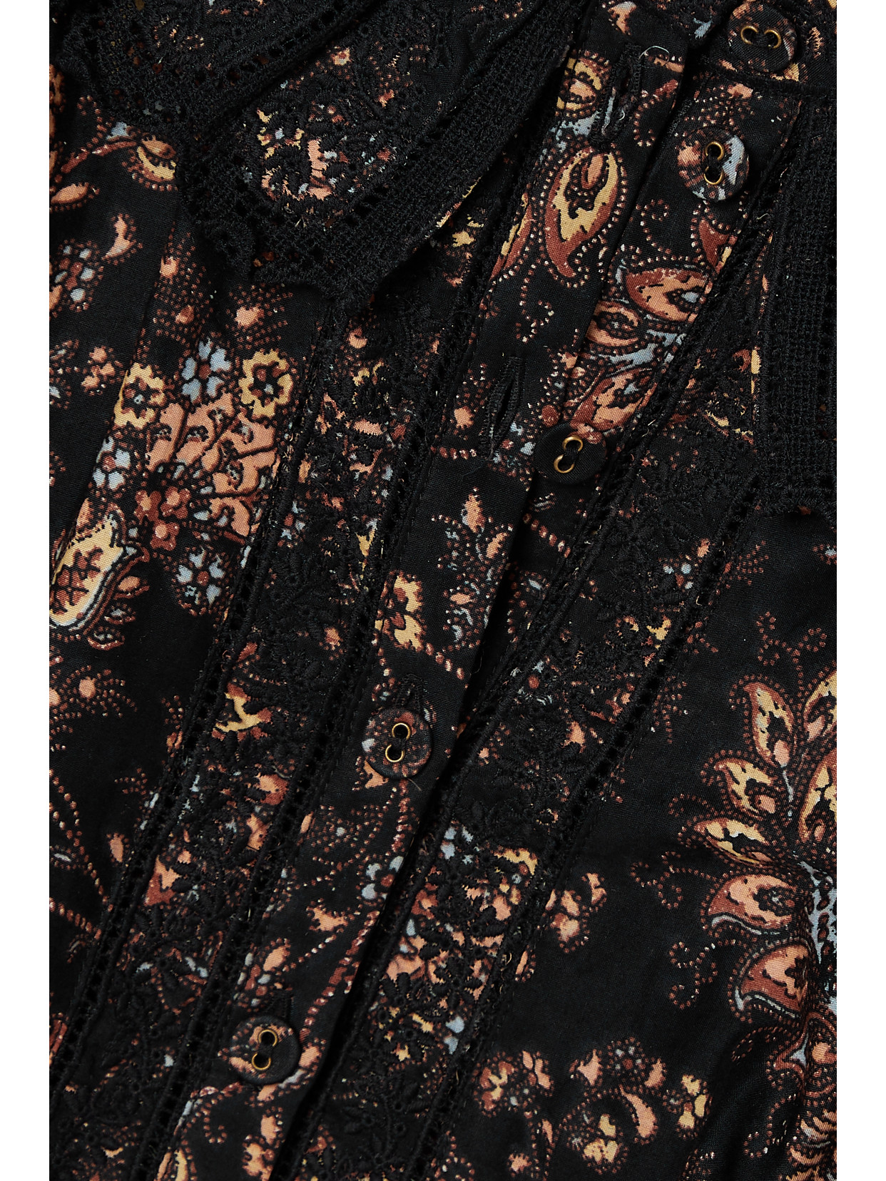 Ulla Johnson Brigitte Lace-trimmed Paisley-print Cotton Blouse In Blue