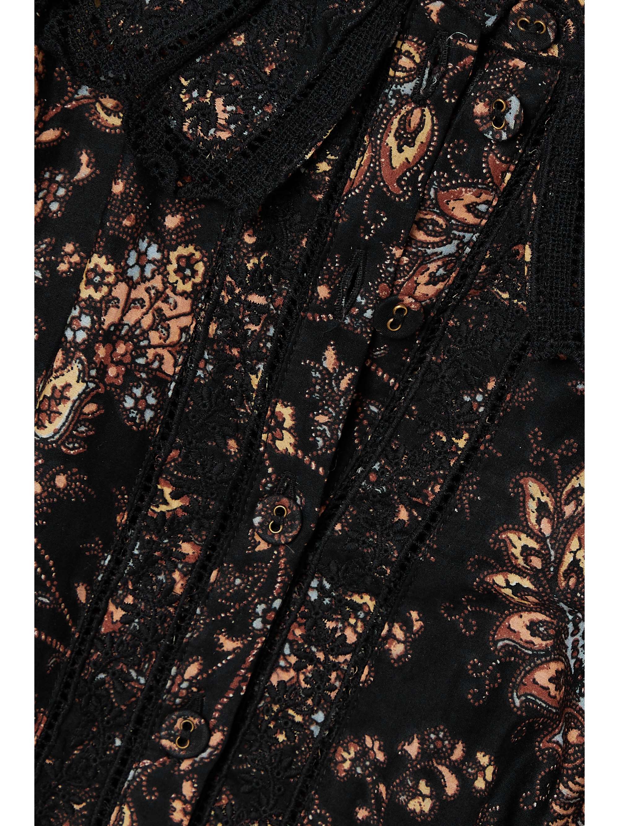 ULLA JOHNSON Brigitte lace-trimmed paisley-print cotton blouse