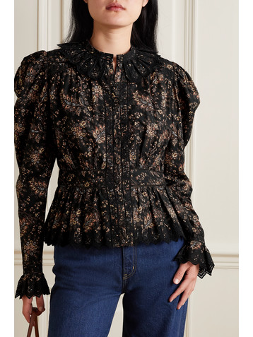 Ulla Johnson Brigitte lace-trimmed paisley-print cotton blouse