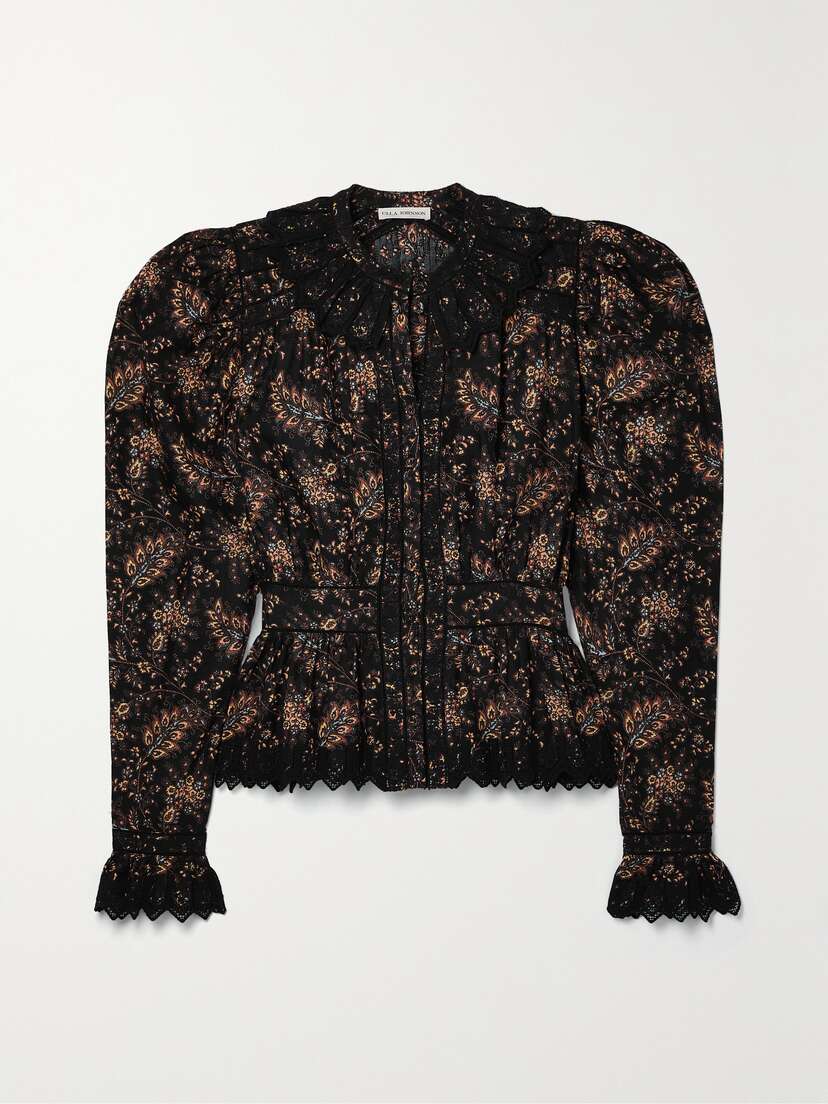 Ulla Johnson Brigitte Lace-trimmed Paisley-print Cotton Blouse