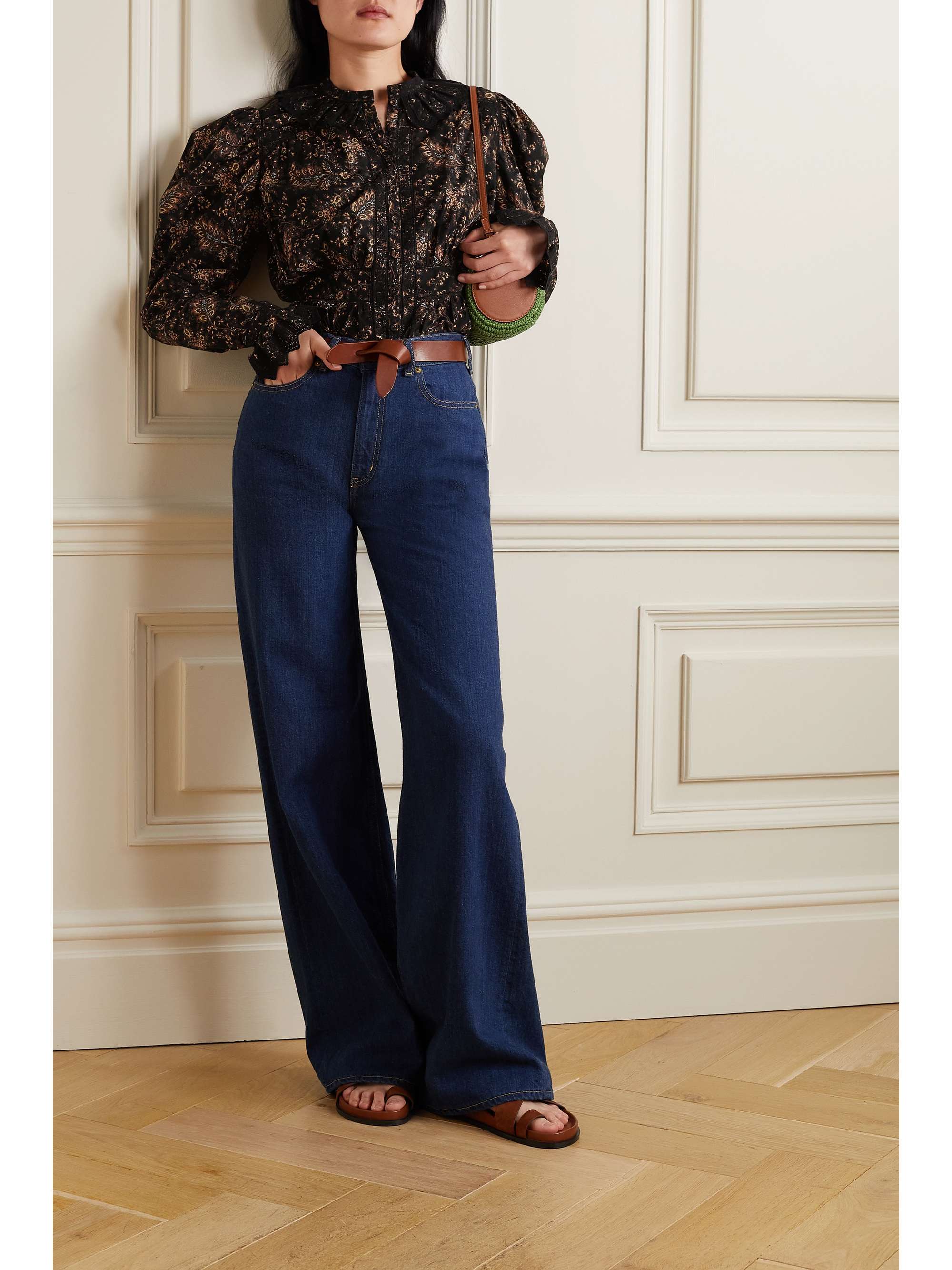 ULLA JOHNSON Brigitte lace-trimmed paisley-print cotton blouse