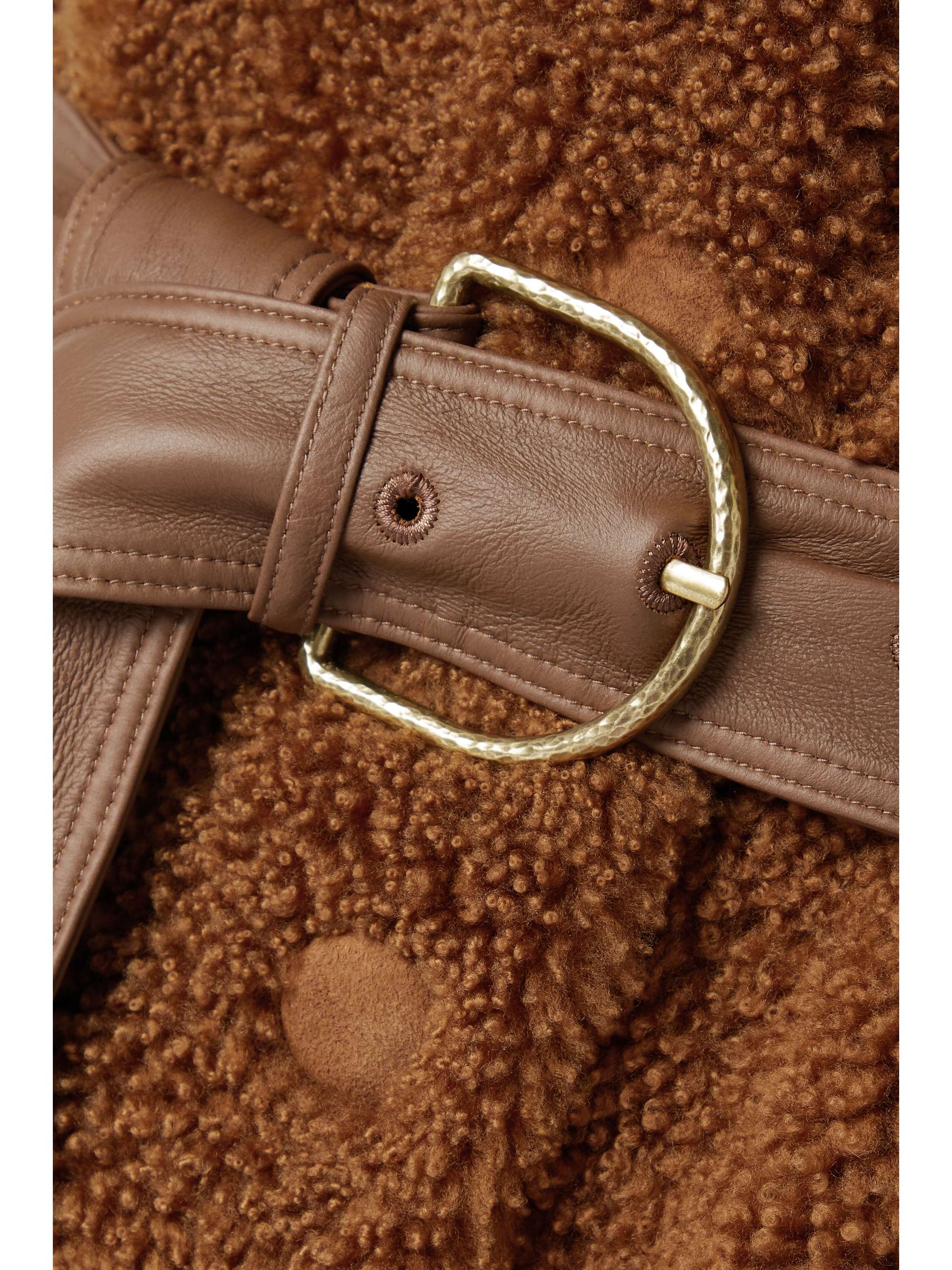 Light Brown Selene Belted Shearling Vest ULLA JOHNSON NET A PORTER