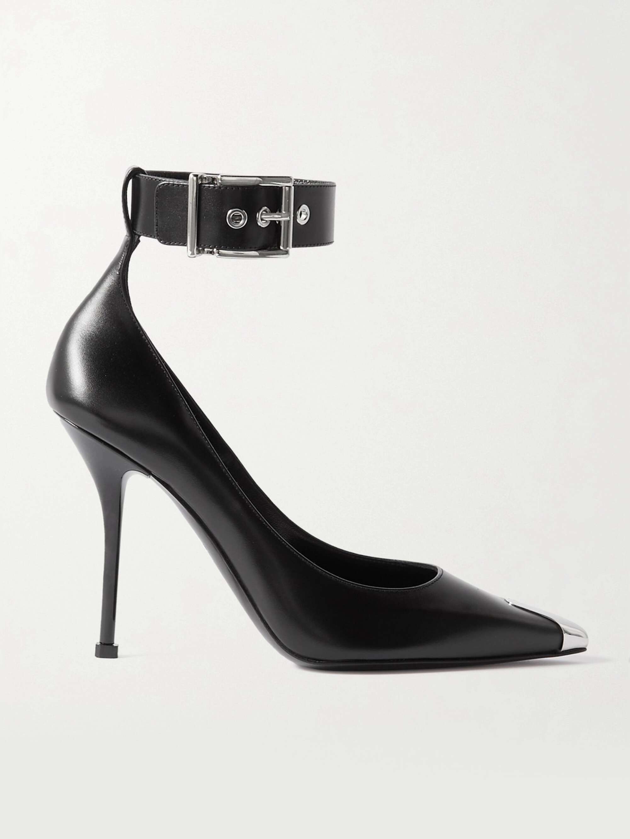 ALEXANDER MCQUEEN Punk buckled embellished leather pumps