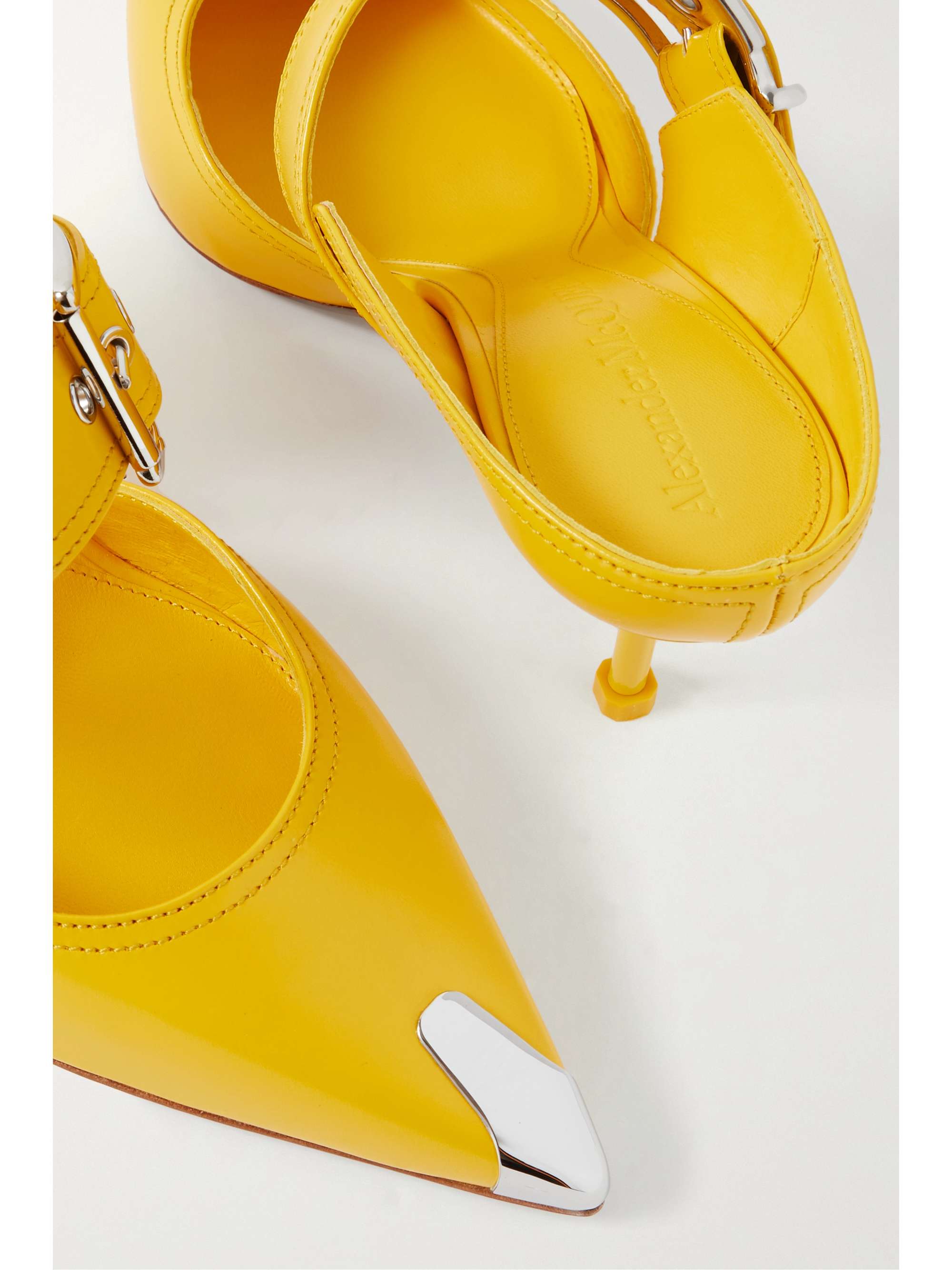 Yellow Buckled Embellished leather mules ALEXANDER MCQUEEN NETAPORTER