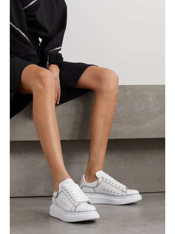 leather canvas trainers