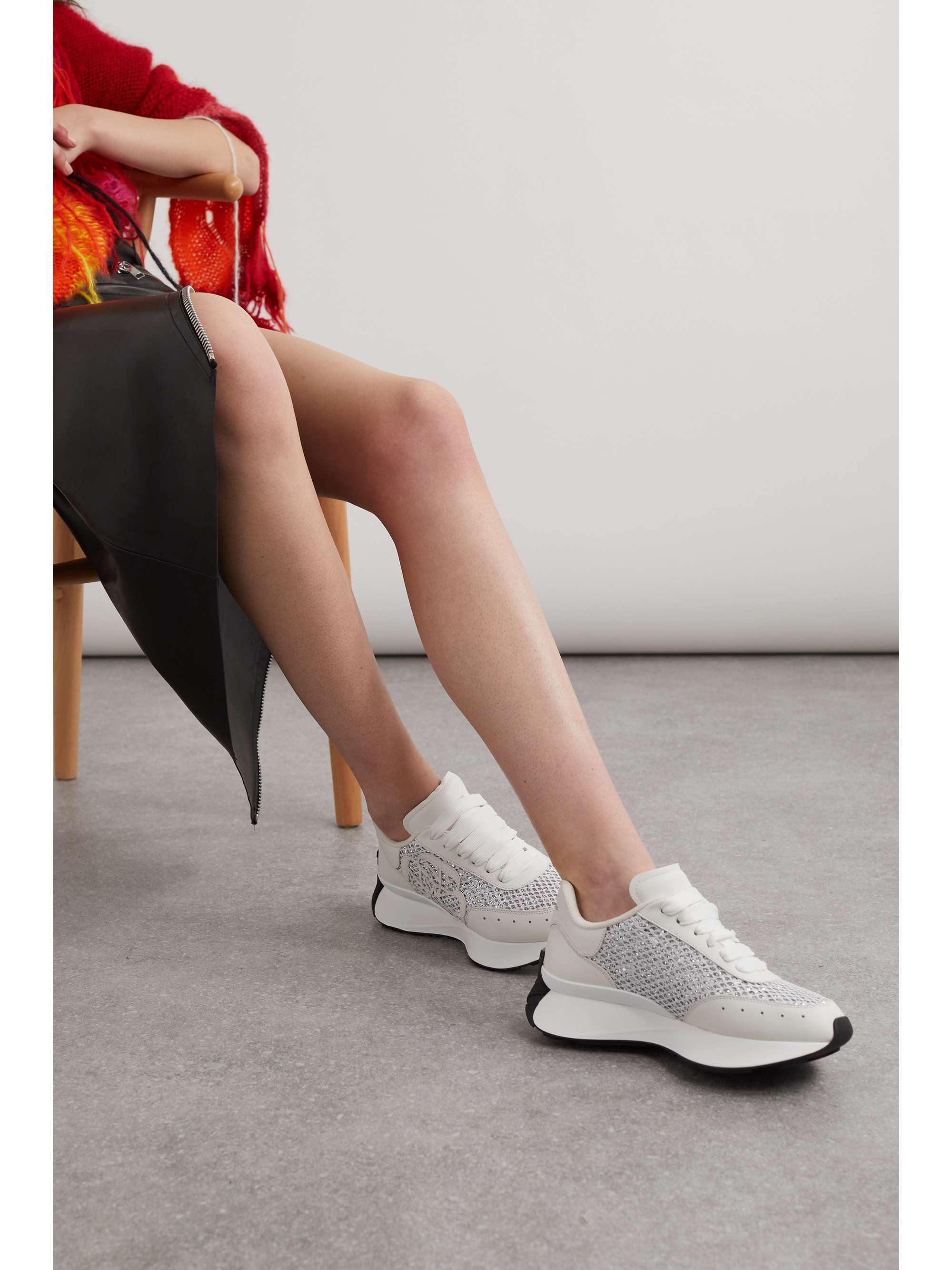 bitter Forstyrrelse renæssance ALEXANDER MCQUEEN Sprint Runner embossed glittered mesh and leather  exaggerated-sole sneakers | NET-A-PORTER