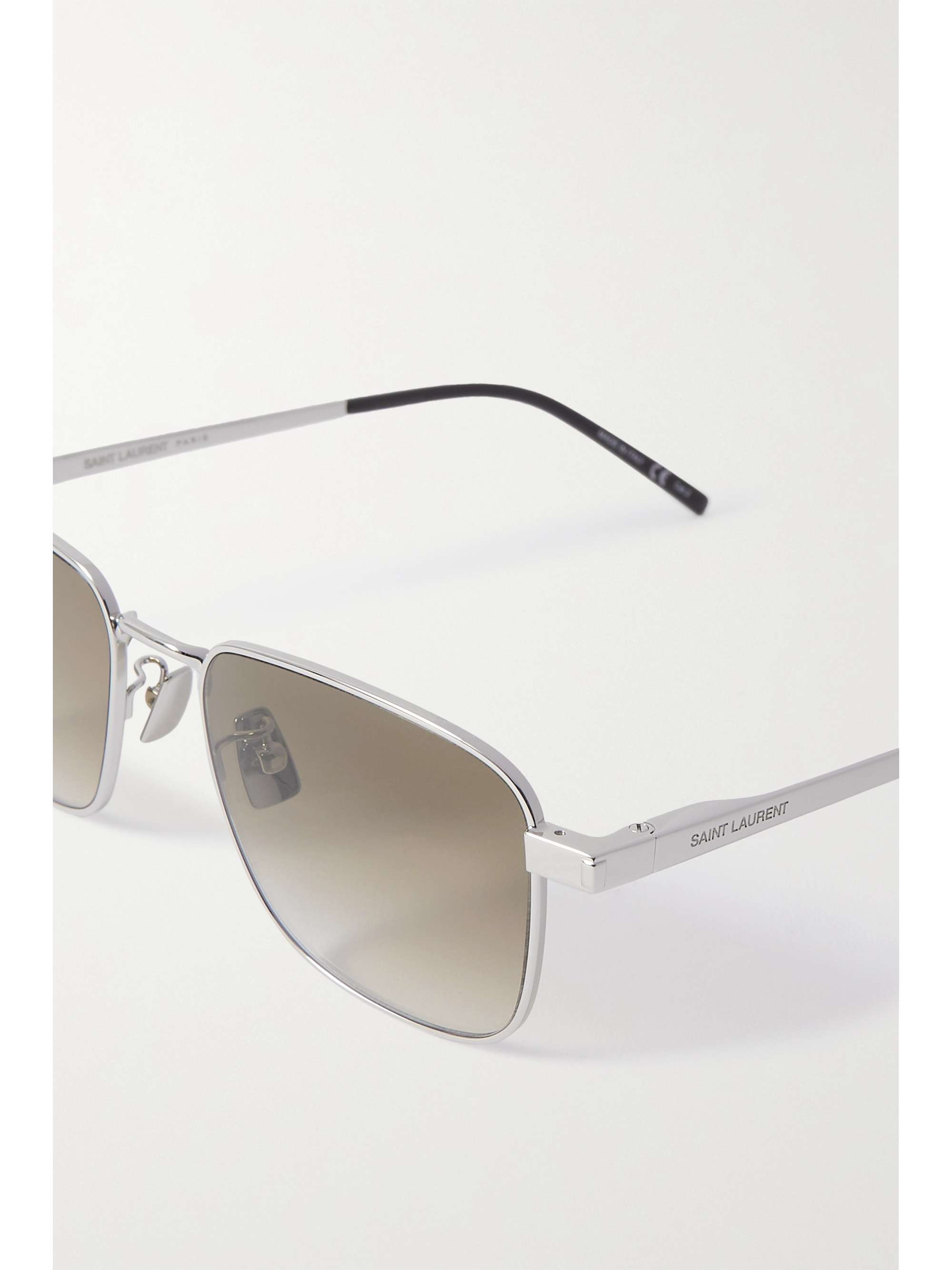 SAINT LAURENT EYEWEAR Square-frame silver-tone sunglasses