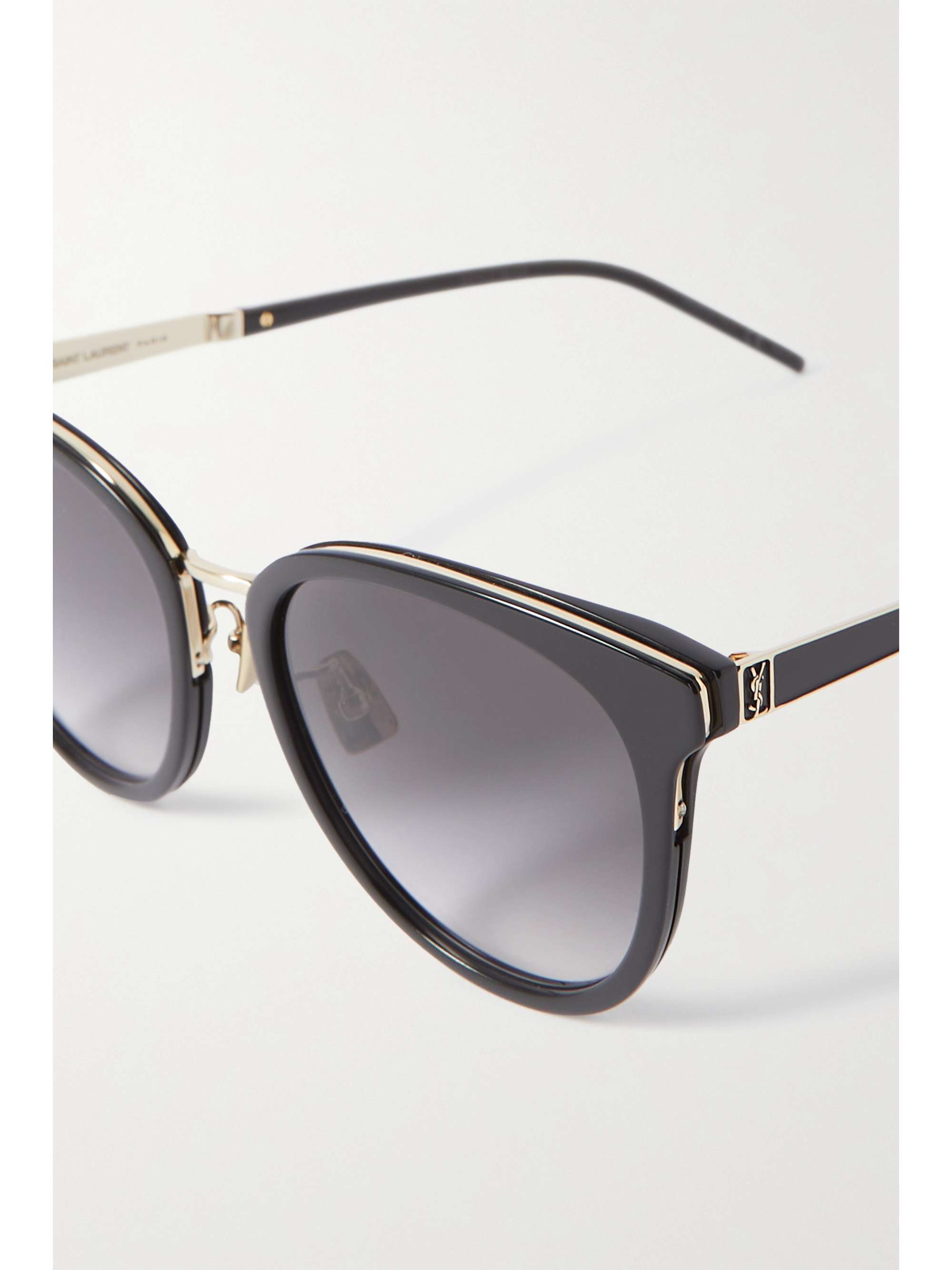 SAINT LAURENT EYEWEAR Round-frame acetate and gold-tone sunglasses
