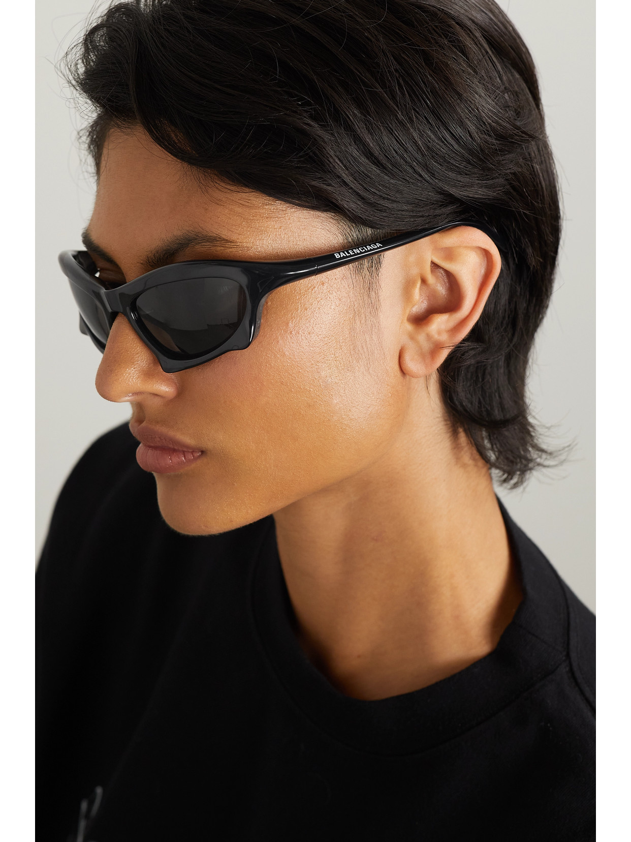 Shop Balenciaga Bat Cat-eye Acetate Sunglasses In Black