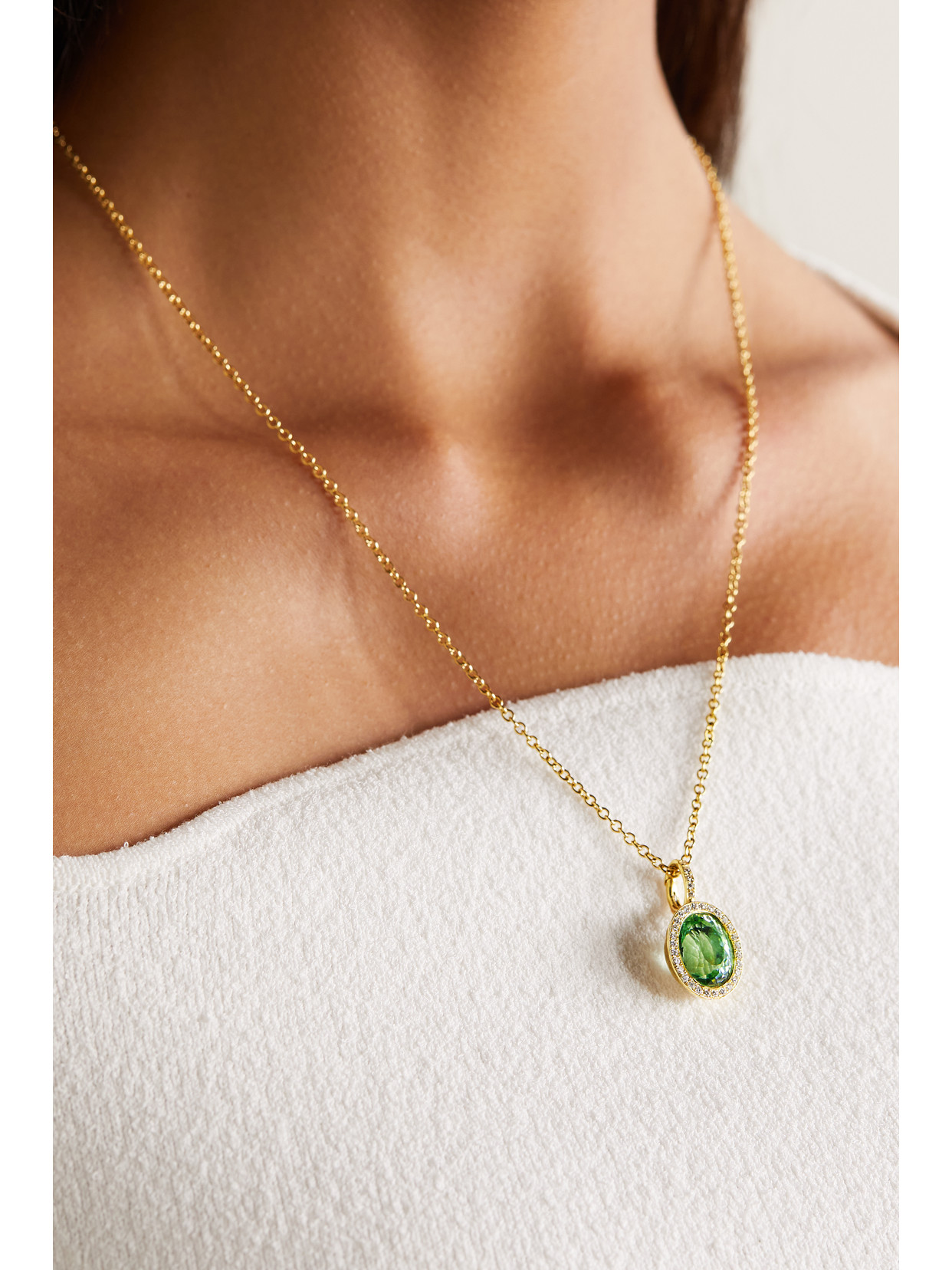 Shop Octavia Elizabeth + Net Sustain 18-karat Recycled Gold, Tourmaline And Diamond Necklace