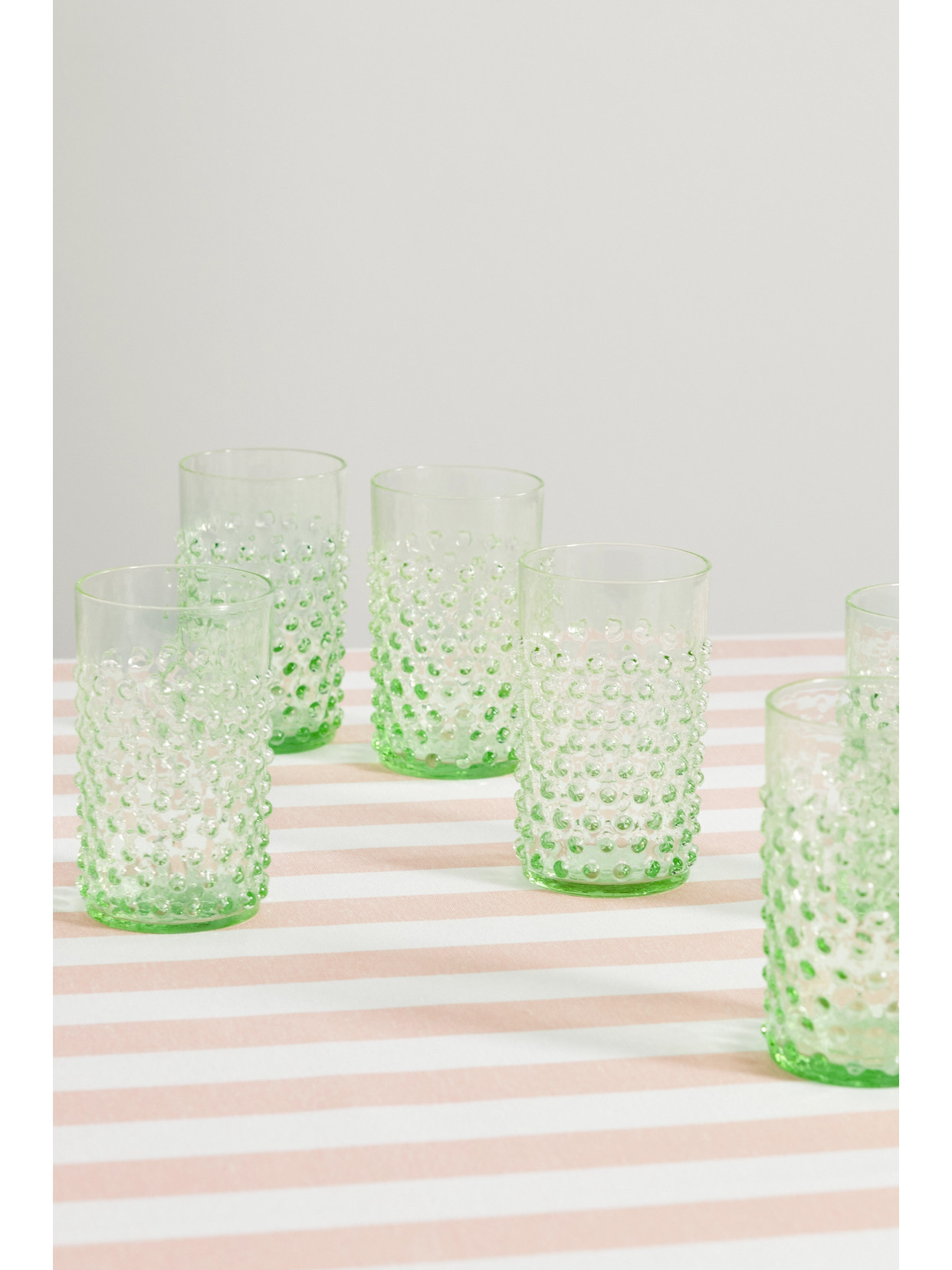 Mrs. Alice - Hobnail Set Of Six Glass Tumblers - Green - one size