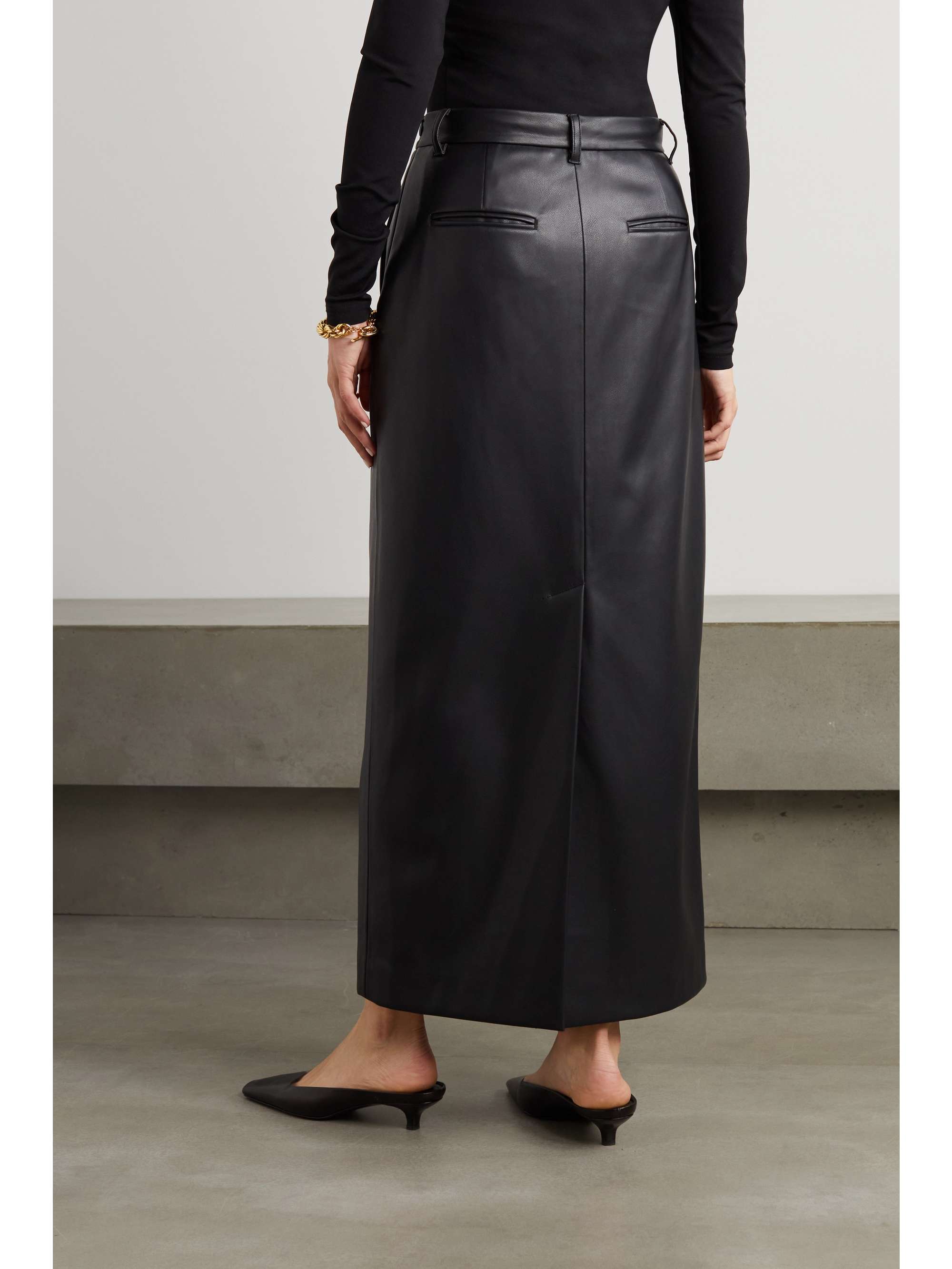 ESSE STUDIOS + NET SUSTAIN Classico faux leather midi skirt