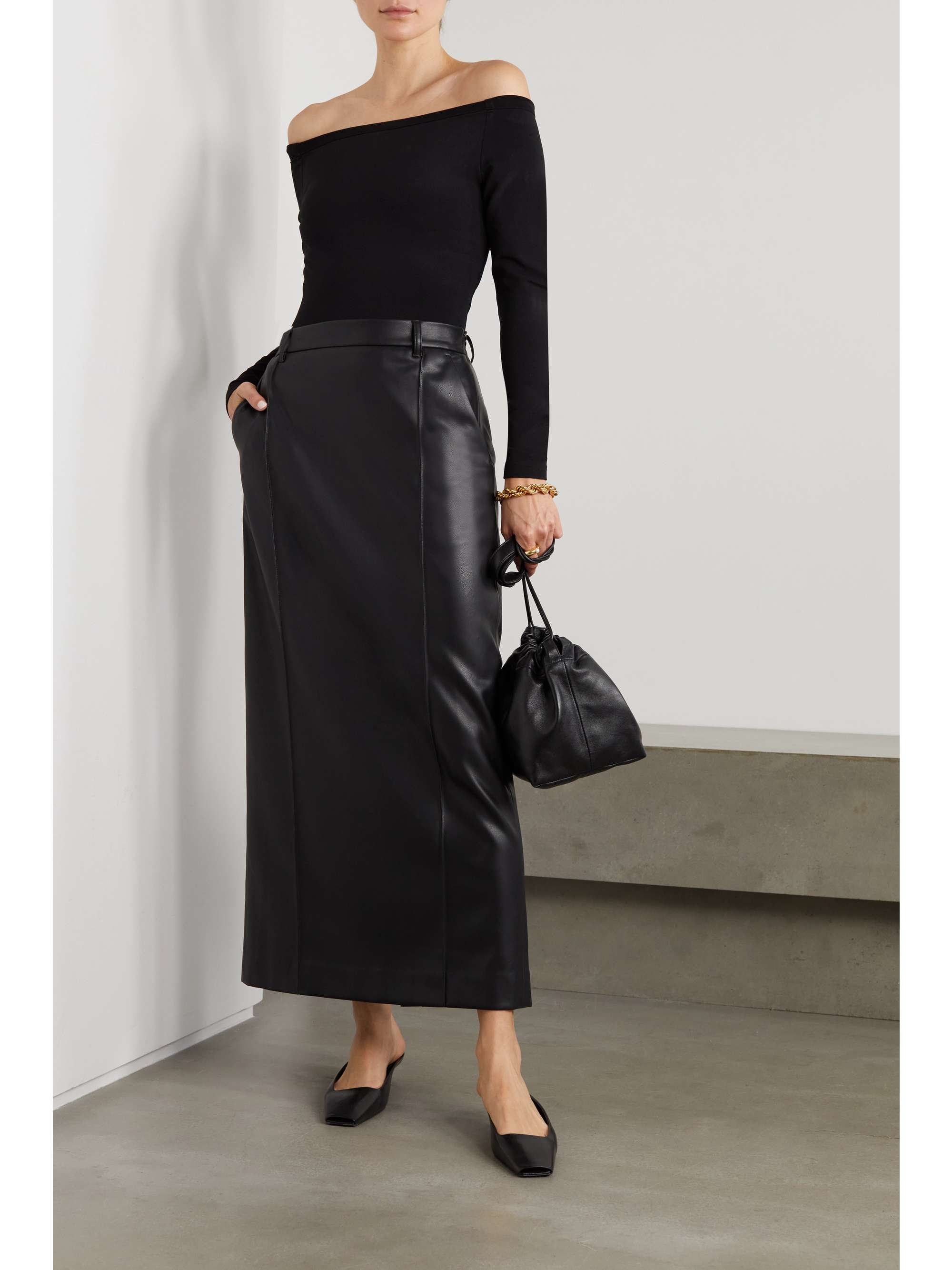 ESSE STUDIOS + NET SUSTAIN Classico faux leather midi skirt