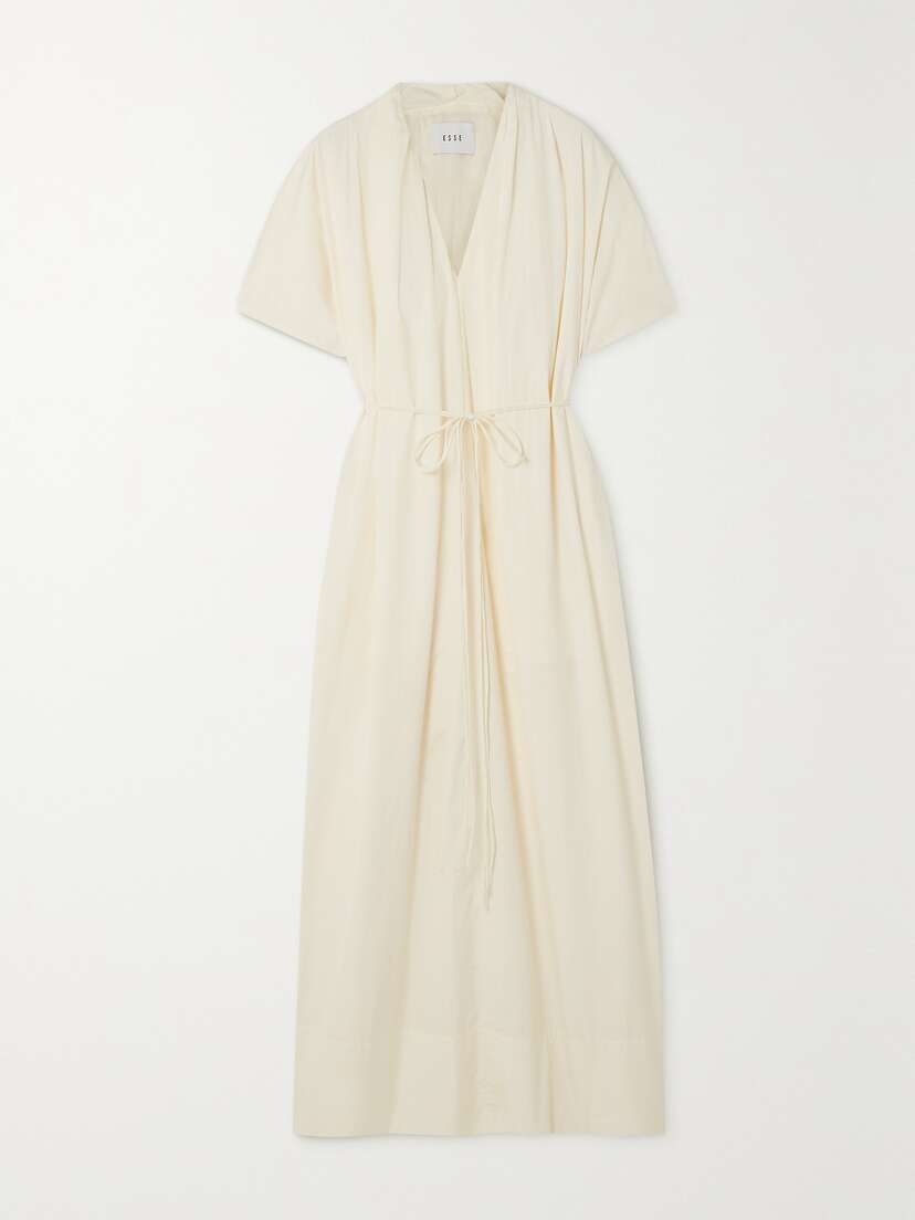 ESSE Studios + Net Sustain Collected Gathered Cotton-poplin Maxi Dress - UK 14