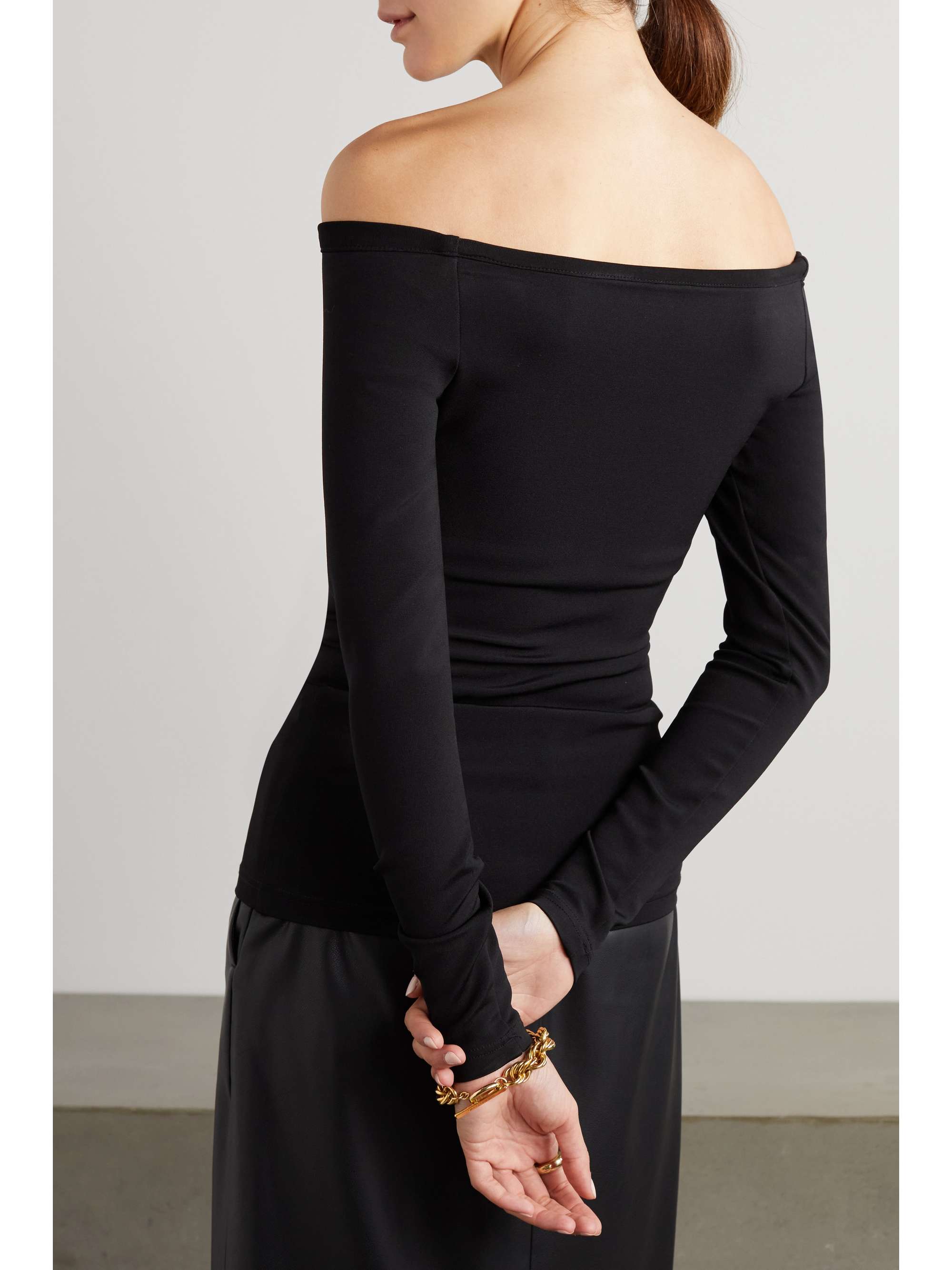 ESSE STUDIOS + NET SUSTAIN off-the-shoulder stretch-knit top