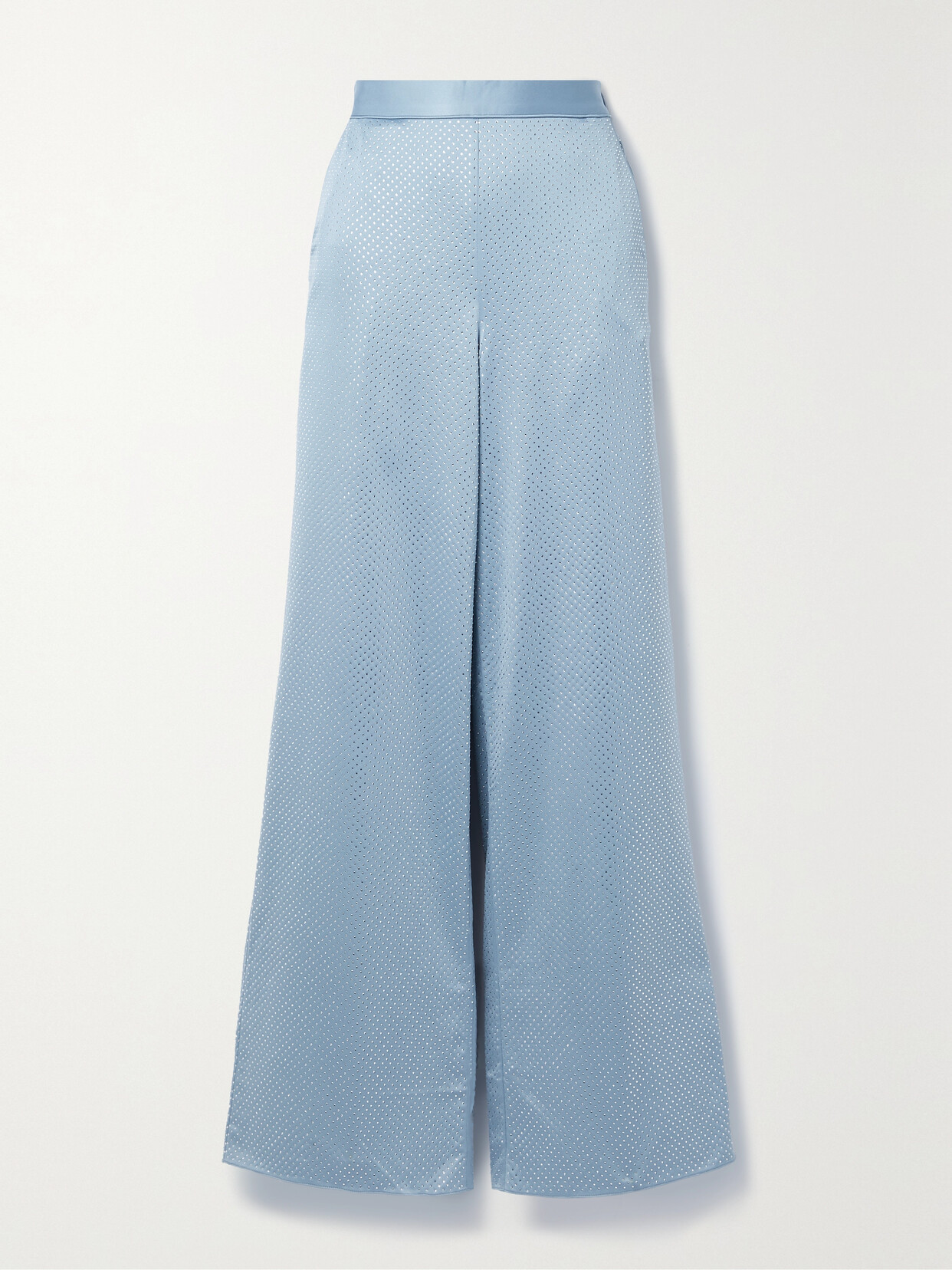 Fleur du Mal Crystal-embellished Recycled-satin Wide-leg Pants - Blue