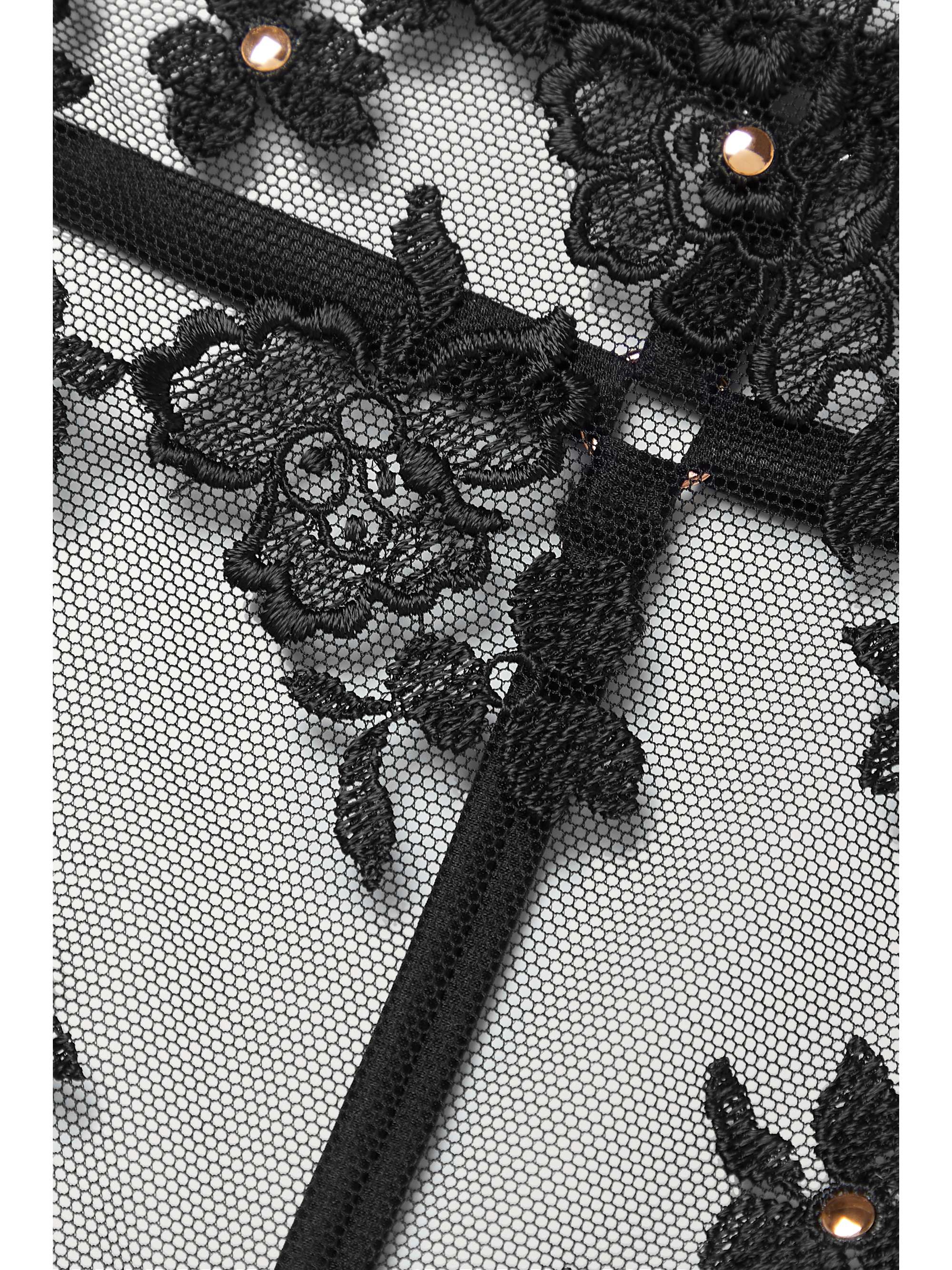FLEUR DU MAL 带缀饰刺绣再生绢网丁字裤