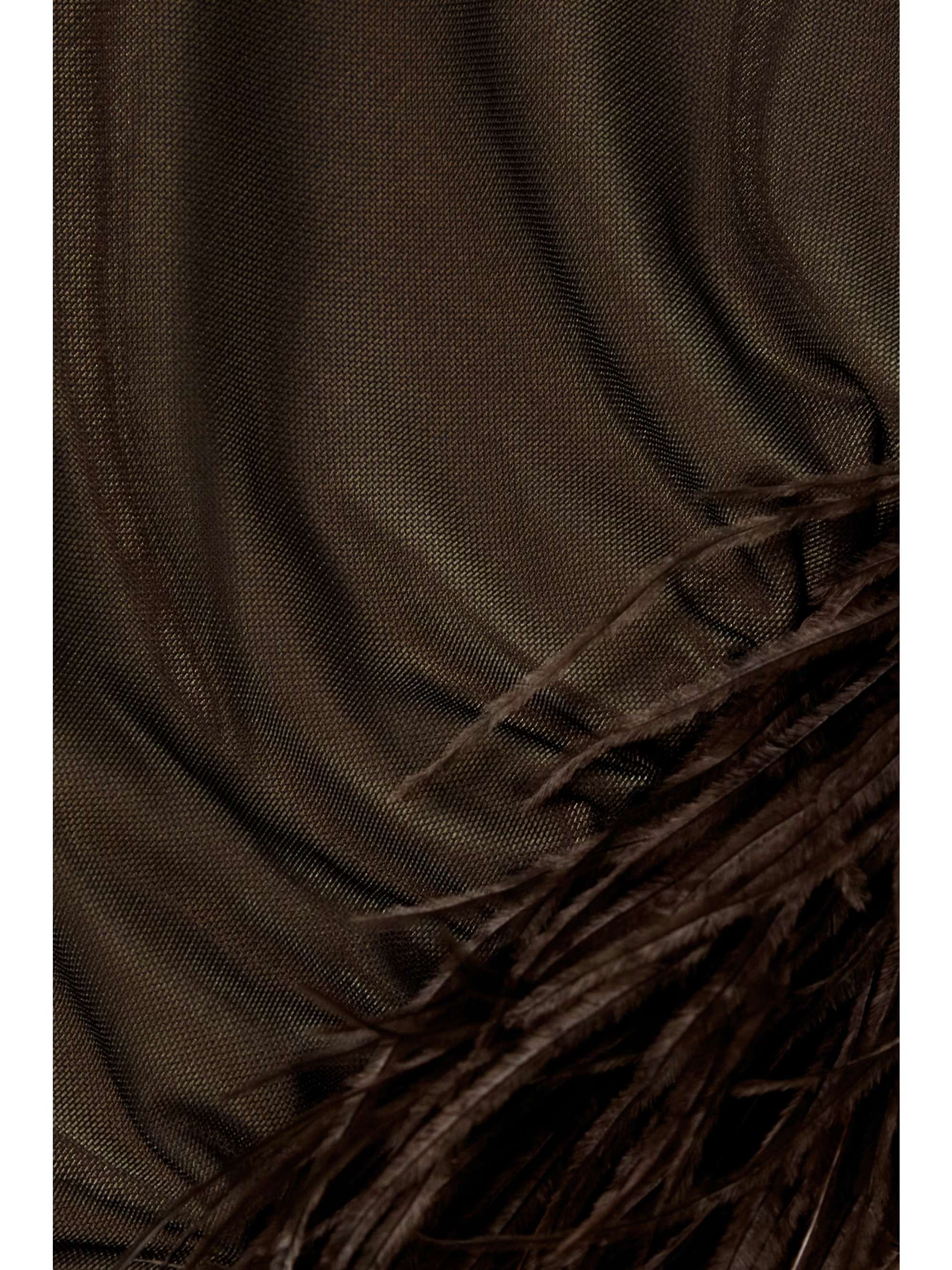 16ARLINGTON Antares feather-trimmed bead-embellished stretch-tulle mini dress