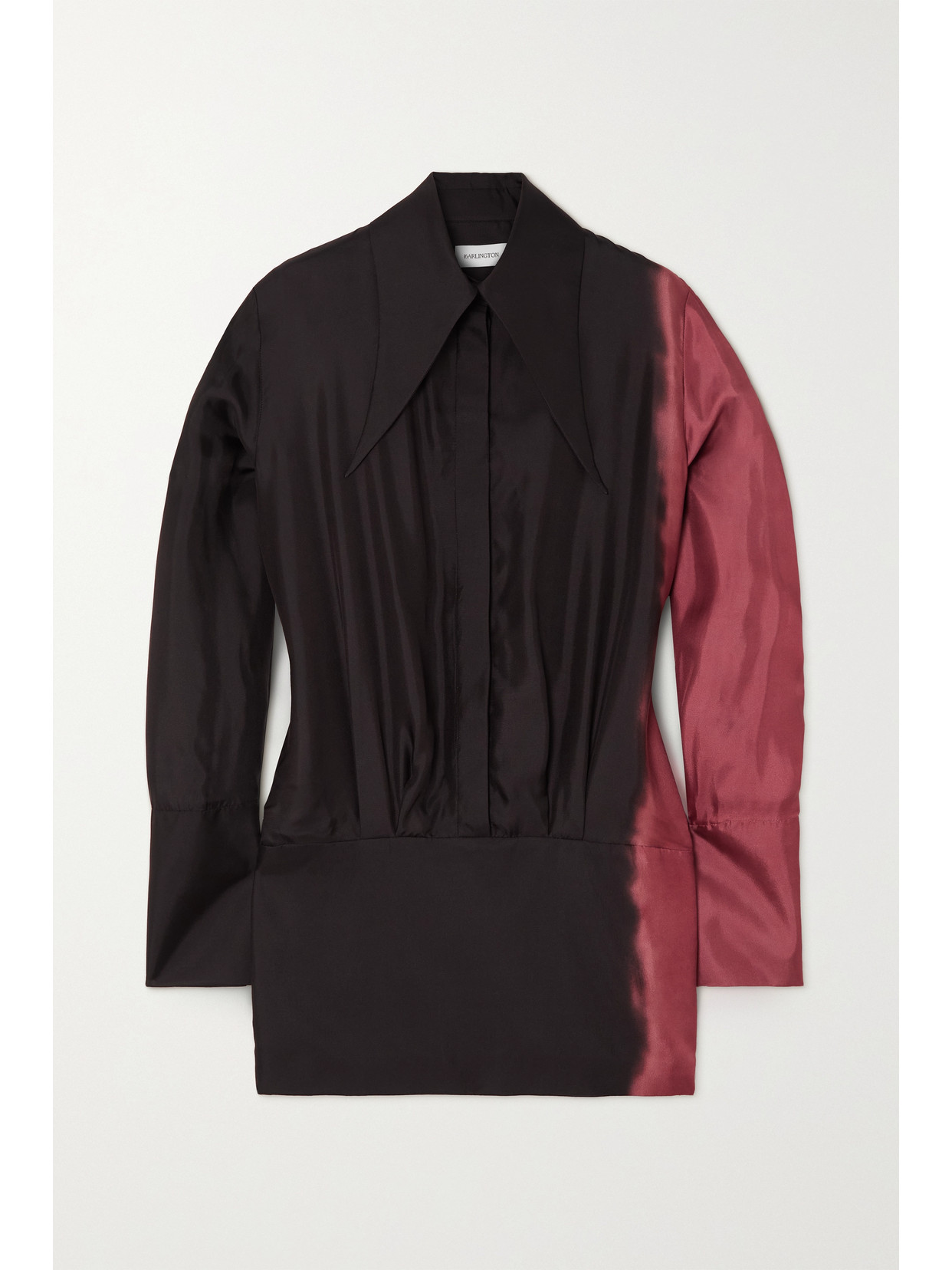 16ARLINGTON - Dara Two-tone Satin-twill Mini Shirt Dress - Black 22 Awaiting product image