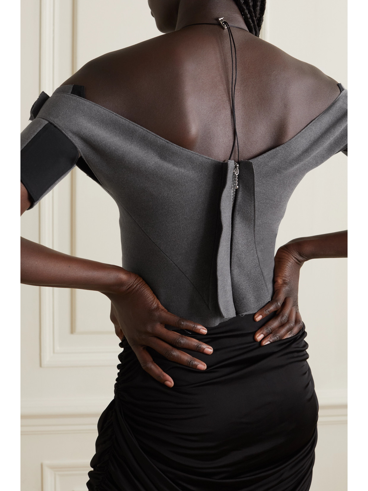Alasia Cropped Off-The-Shoulder Felt Top