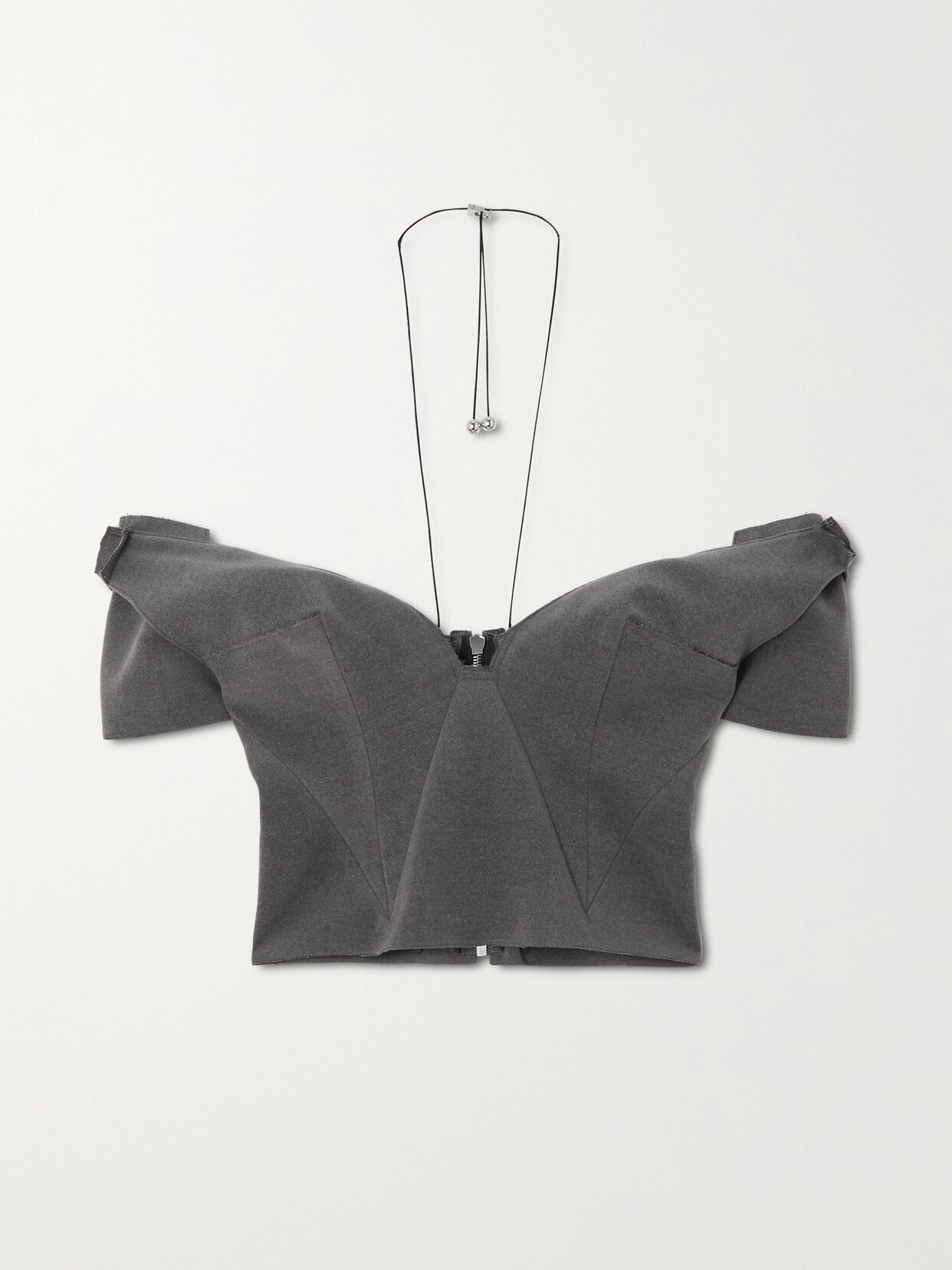 16ARLINGTON Alasia Cropped Off-the-shoulder Felt Top - Gray