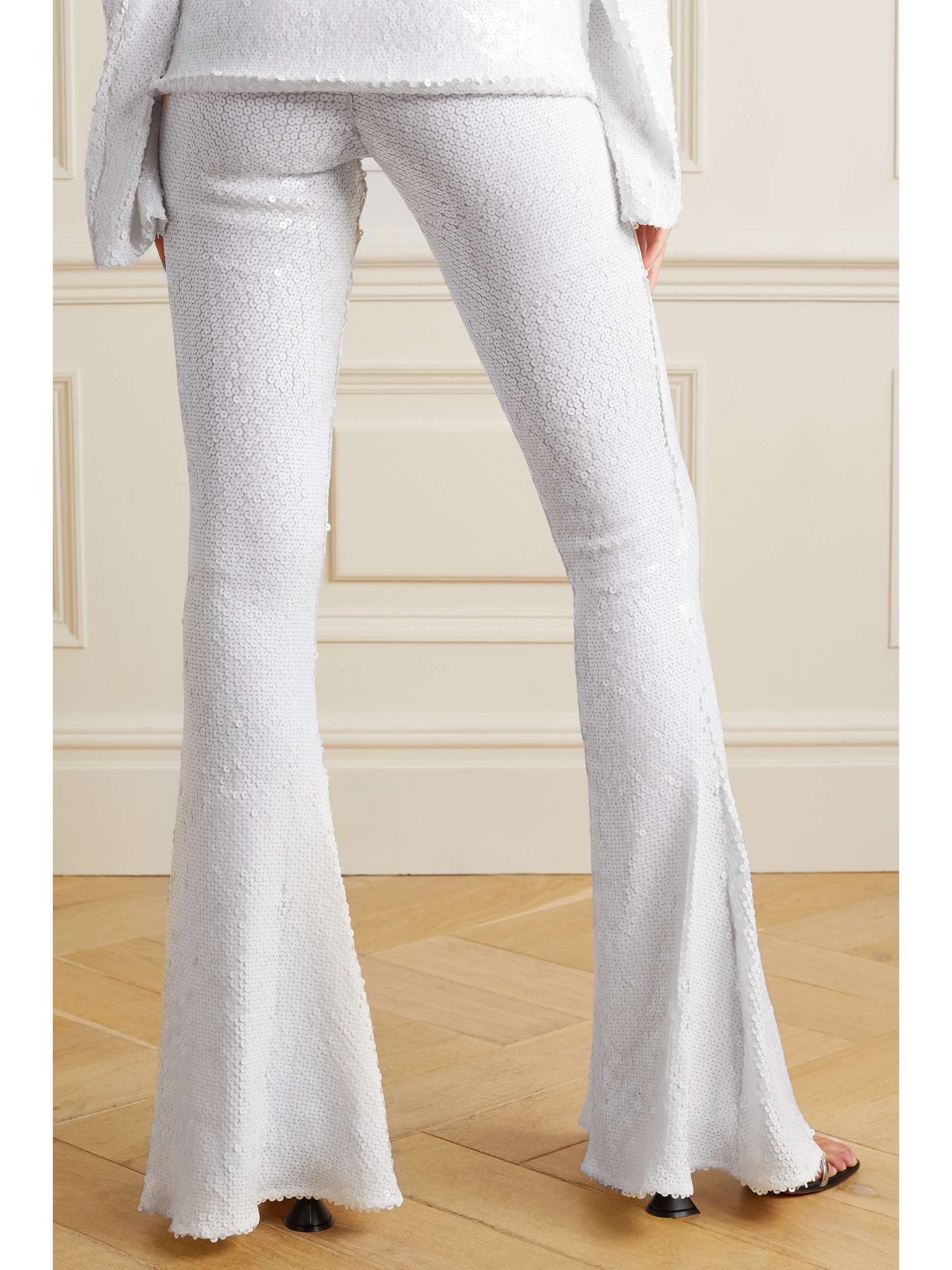 White Koro sequined tulle flared pants 