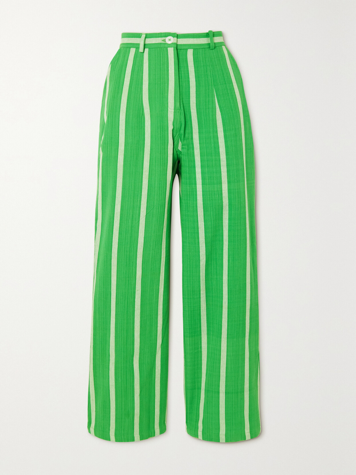 Sindiso Khumalo Maryjo Striped Cotton Wide-leg Pants In Green