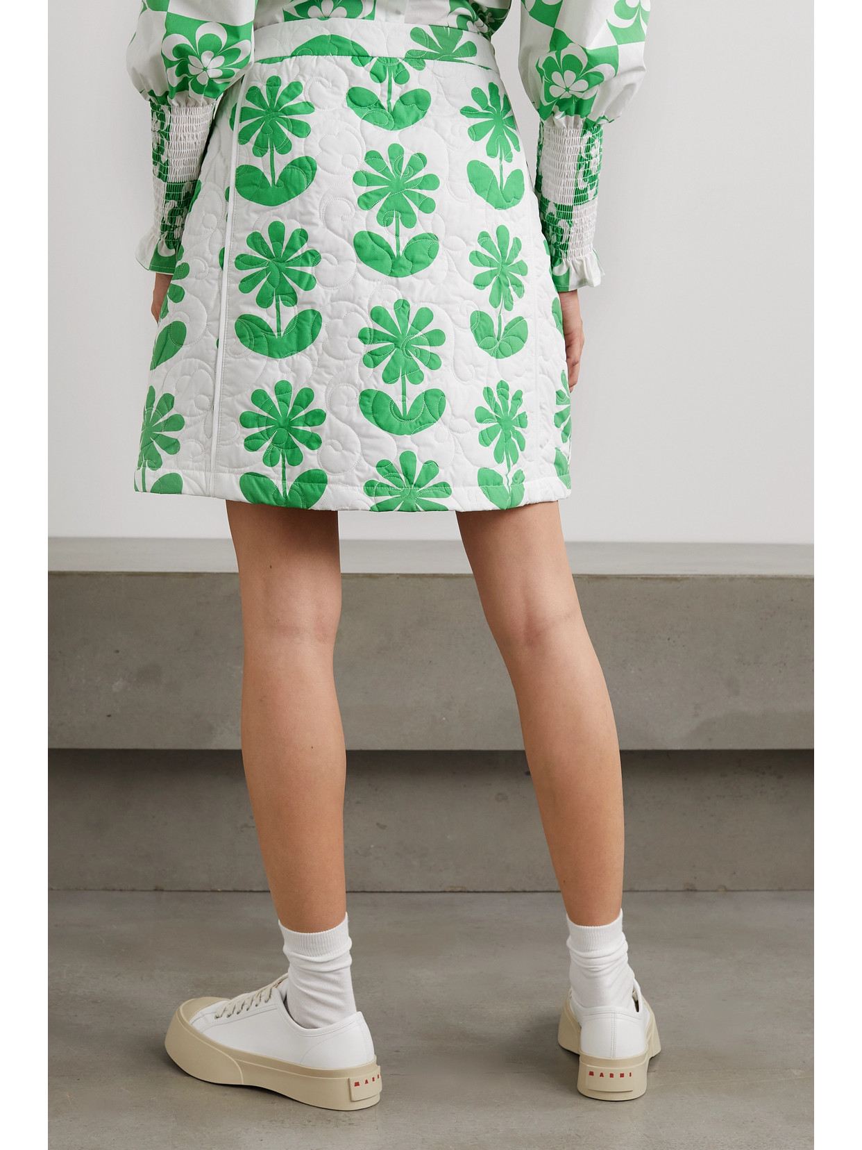 Zaza Quilted Floral-Print Cotton Mini