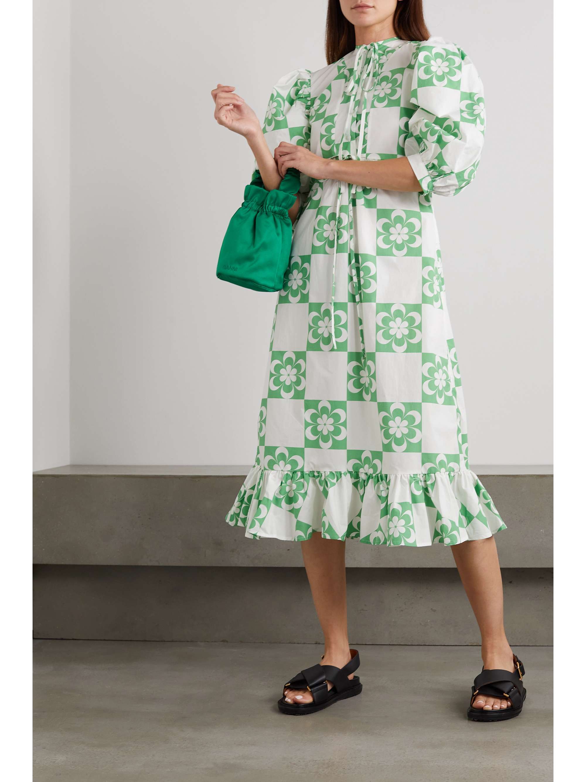 SINDISO KHUMALO Bridgette ruffled floral-print cotton-poplin midi dress