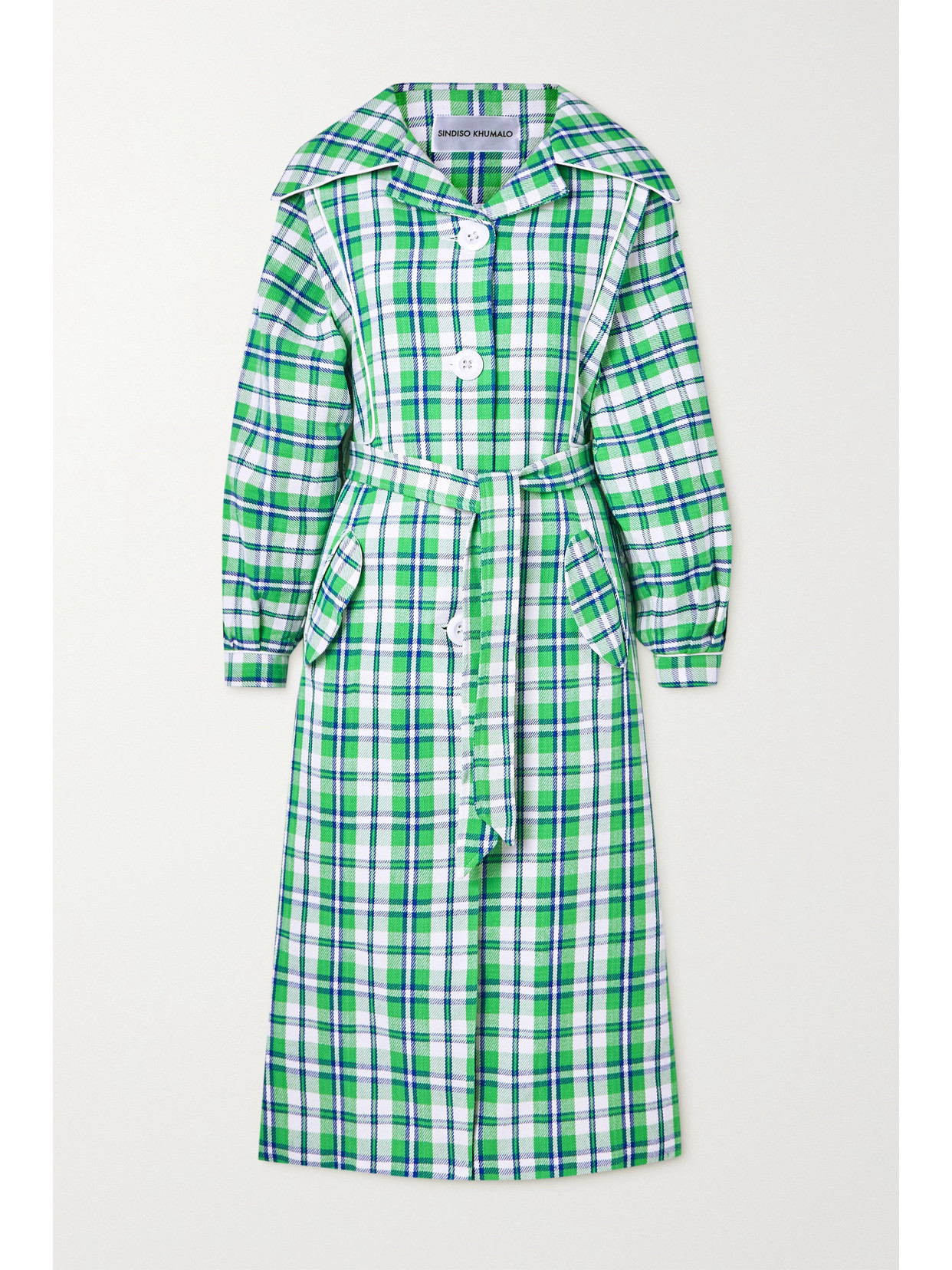 SINDISO KHUMALO Gugu Belted Checked Cotton-twill Coat