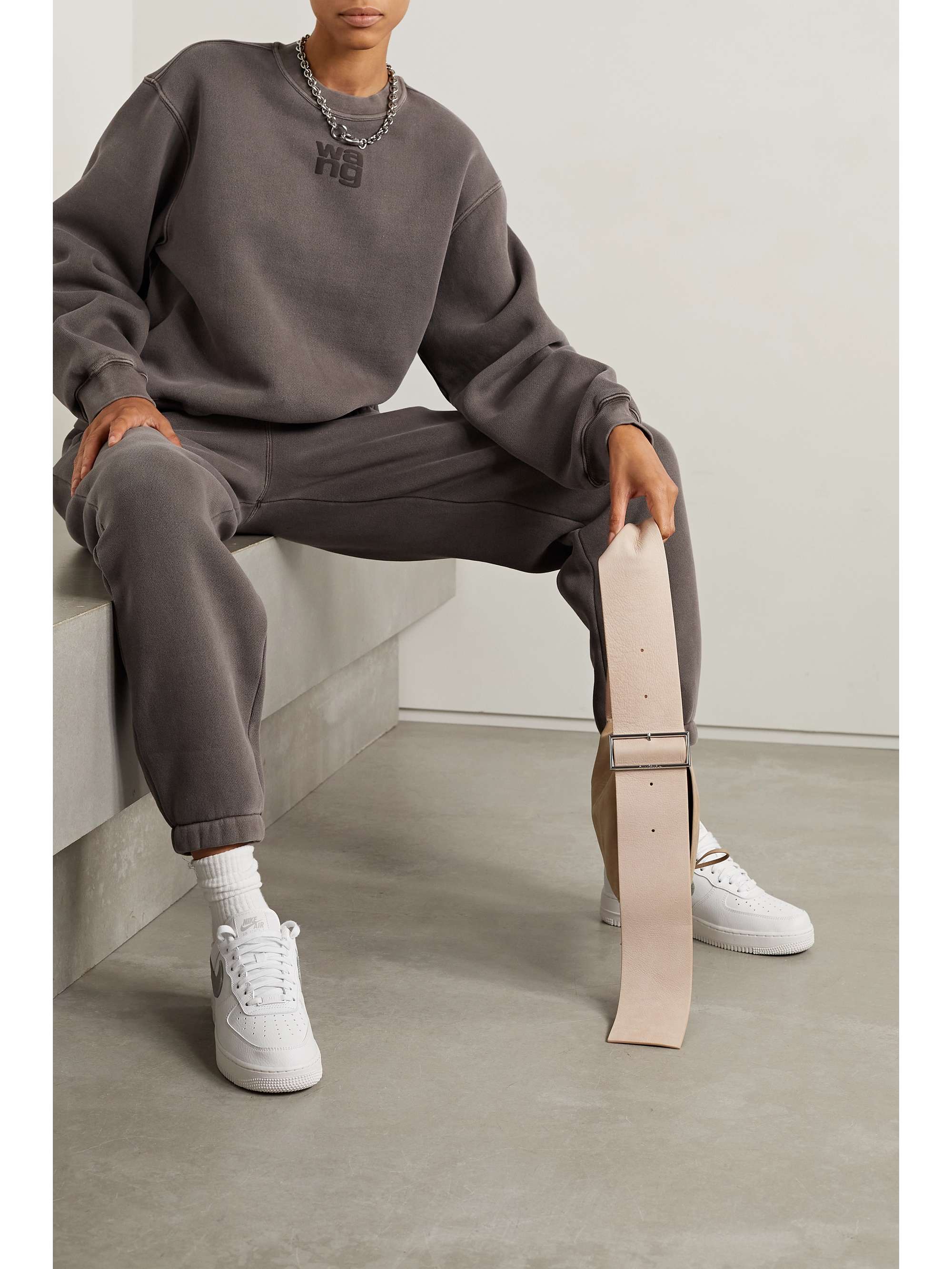 Taupe Cotton-blend jersey sweatshirt 