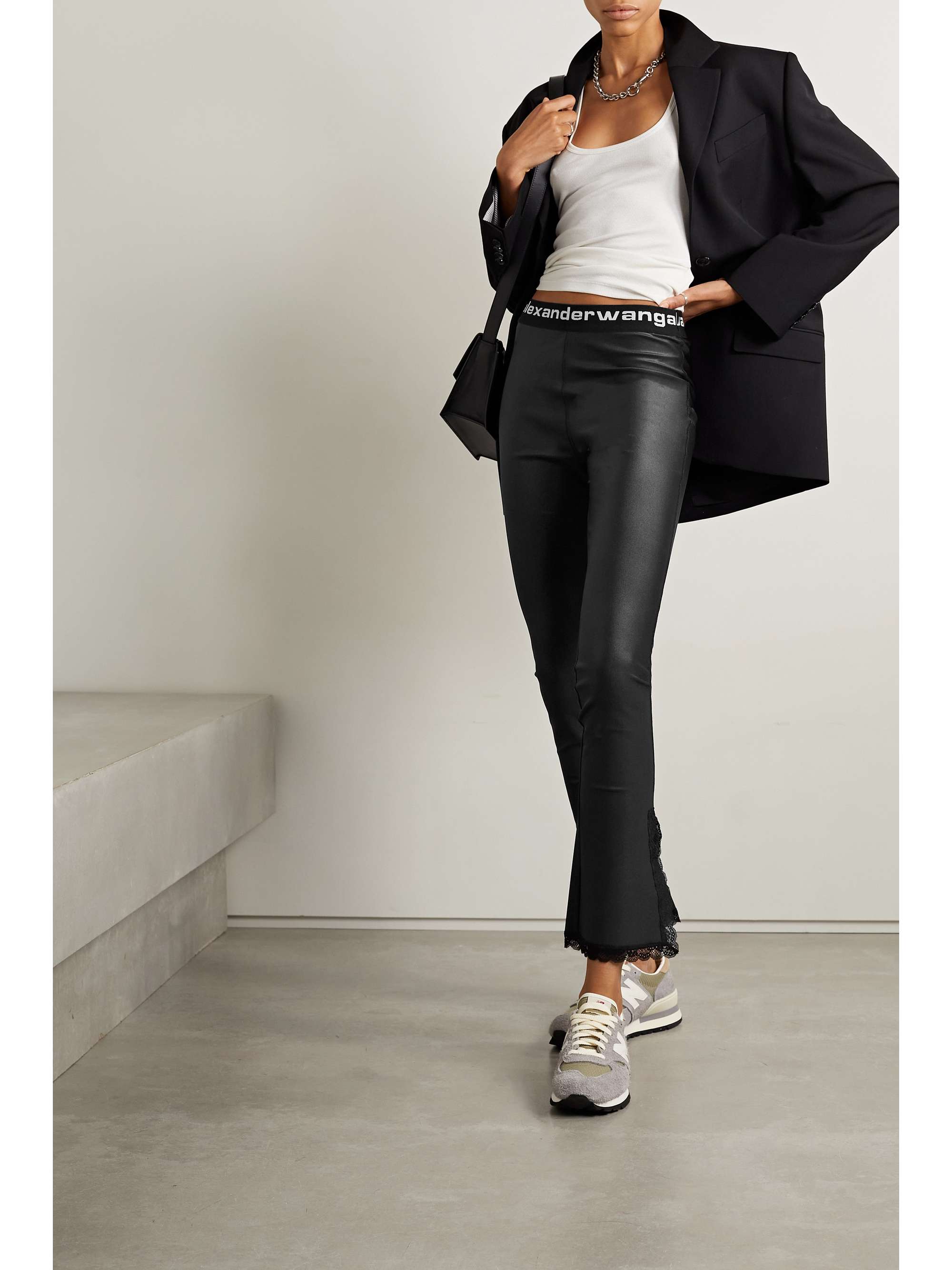 Black Lace-trimmed stretch-jersey 