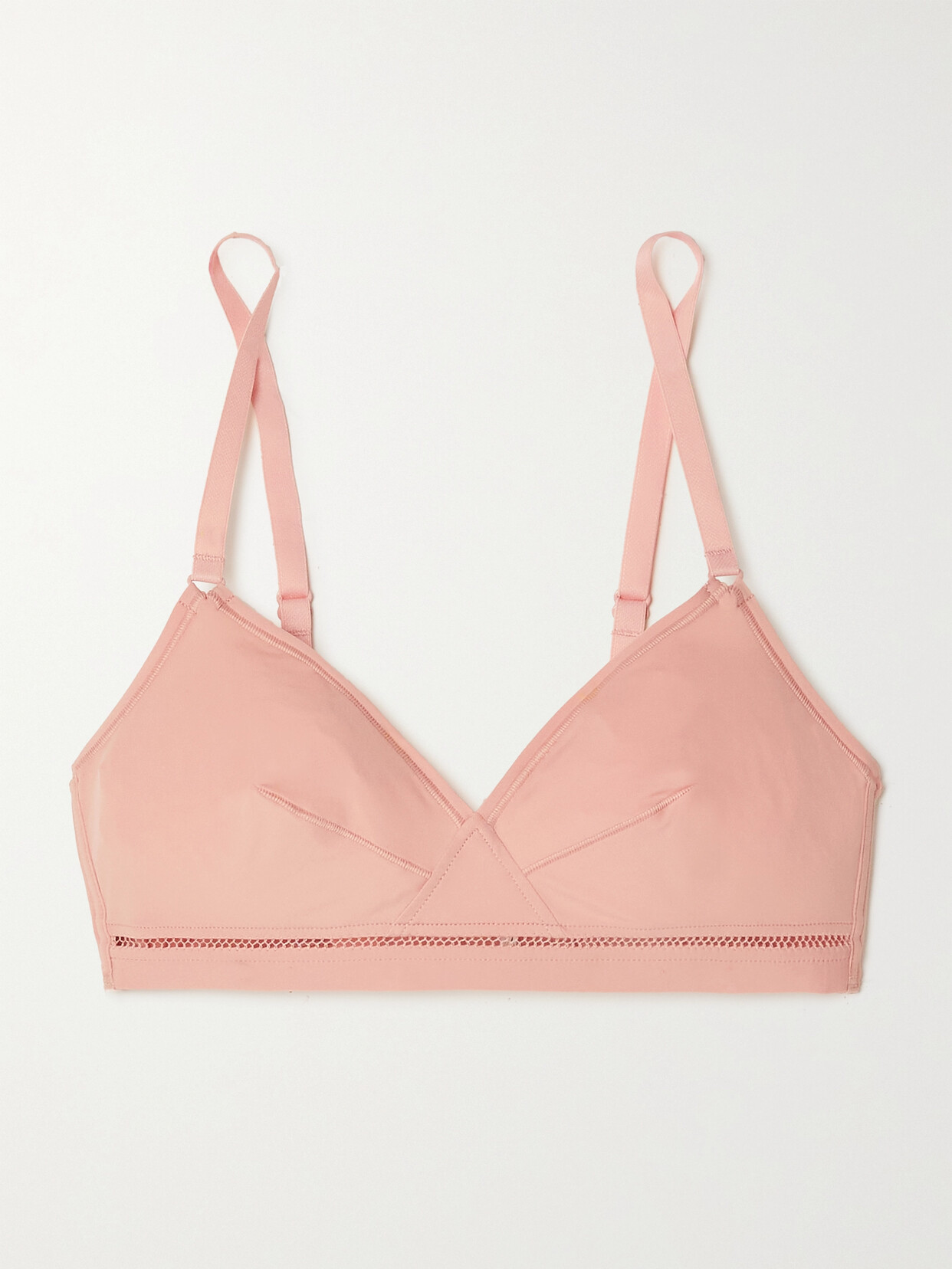 KIKI DE MONTPARNASSE Juliette silk-blend satin-trimmed embroidered tulle  soft-cup triangle bra